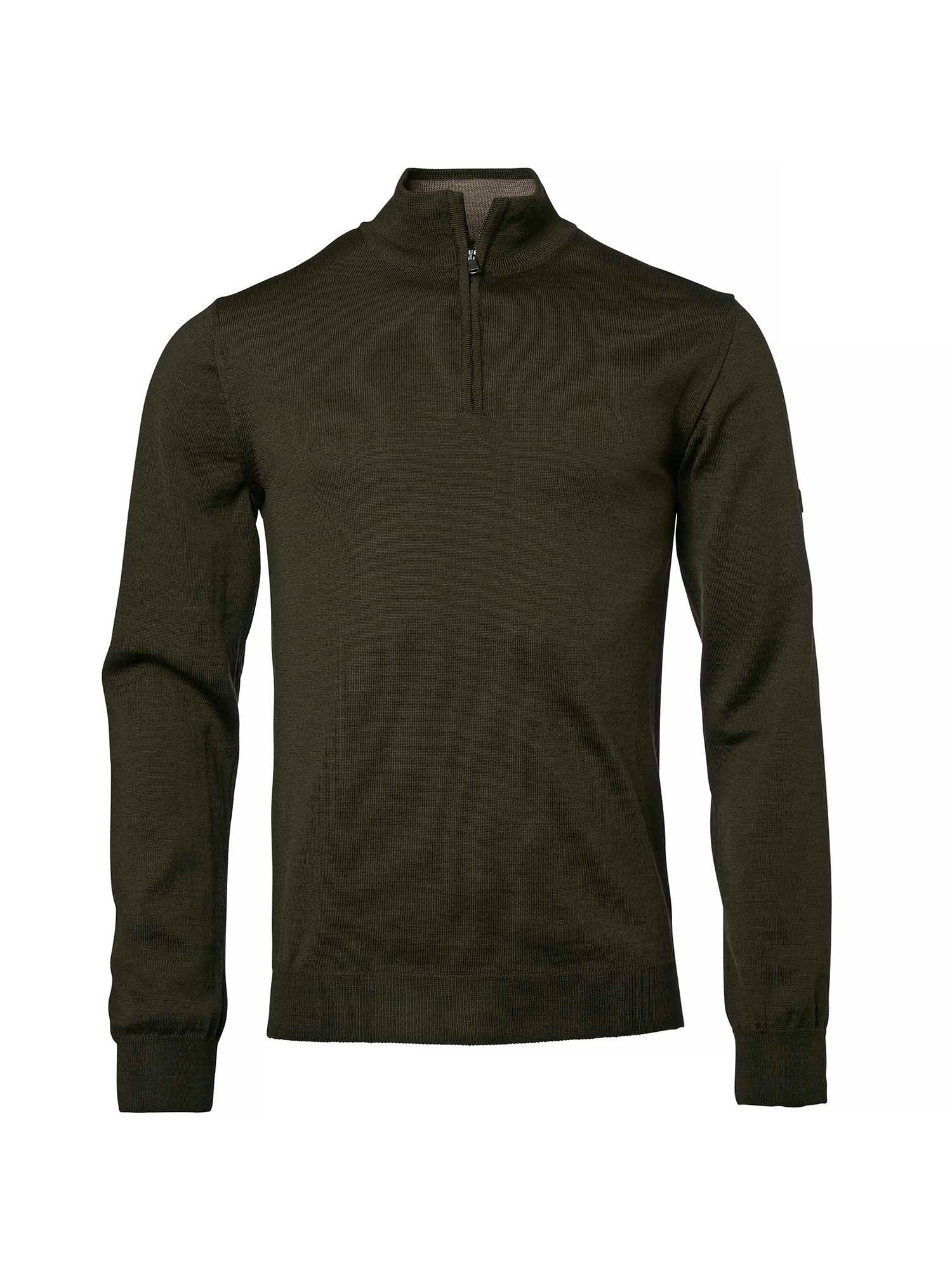 Aston Half Zip Merino Pullover Men - Dark Green - 1