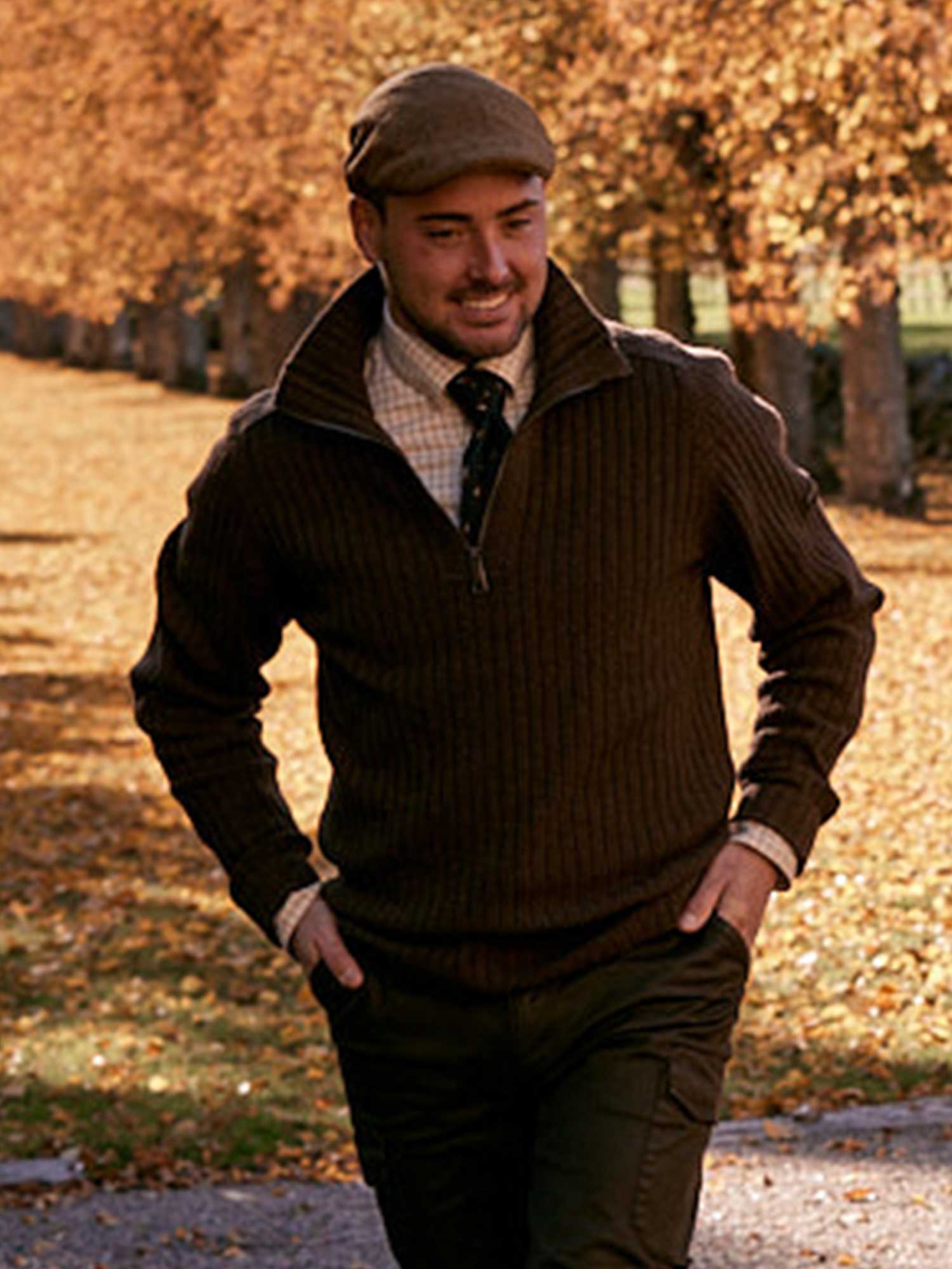 Antony Half Zip Wool Pullover Men - Antler Brown - 20