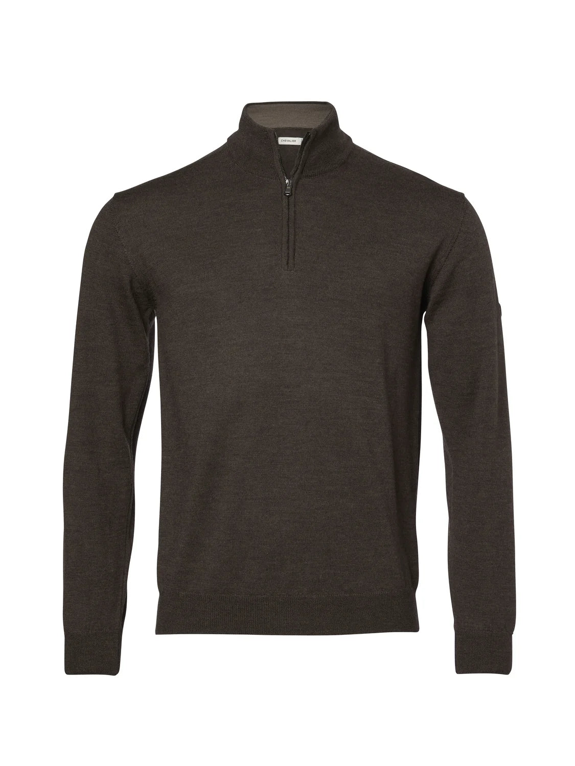 Aston Half Zip Merino Pullover Men - Leather Brown - 1