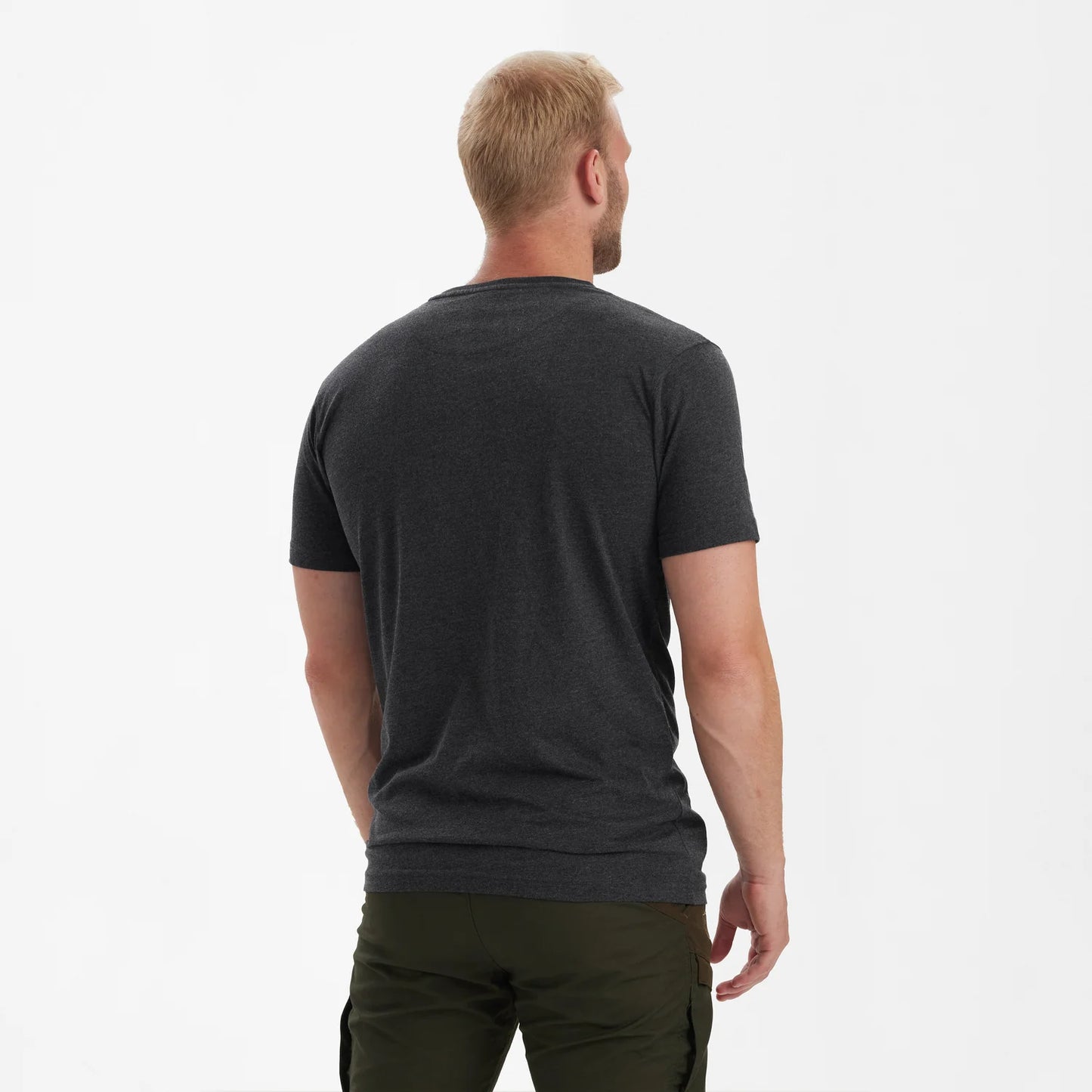 Basis 2-pack T-shirt - Adventure Green Melange - modell bakifrån