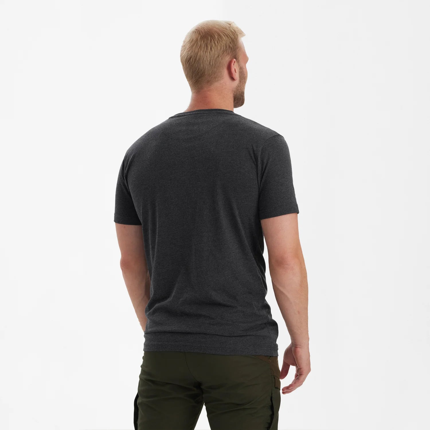 Basis 2-pack T-shirt - Adventure Green Melange - modell bakifrån