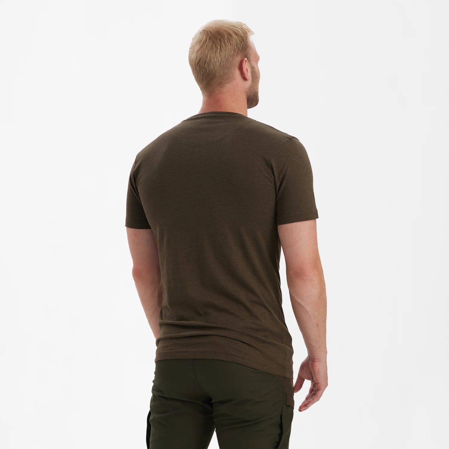 Basis 2-pack T-shirt - Brown Leaf Melange - modell bakifrån