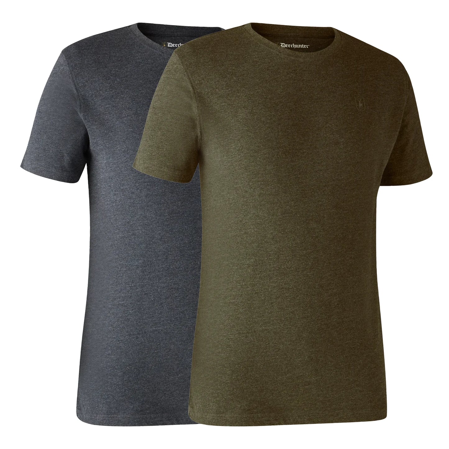 Basis 2-pack T-shirt - Adventure Green Melange - framifrån
