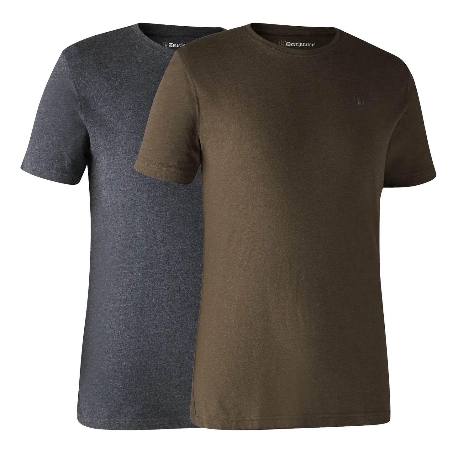 Basis 2-pack T-shirt - Brown Leaf Melange - framifrån