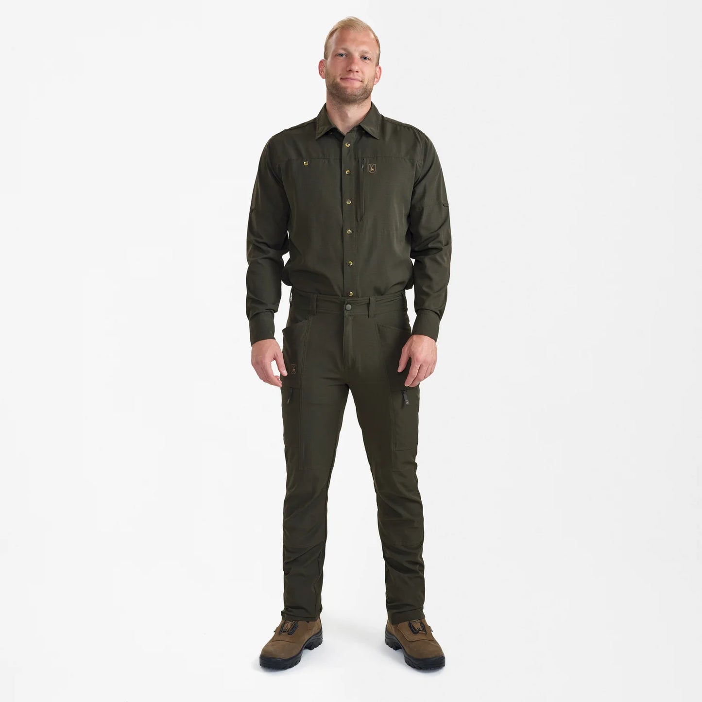 Canopy byxor - Forest Green - modell framifrån
