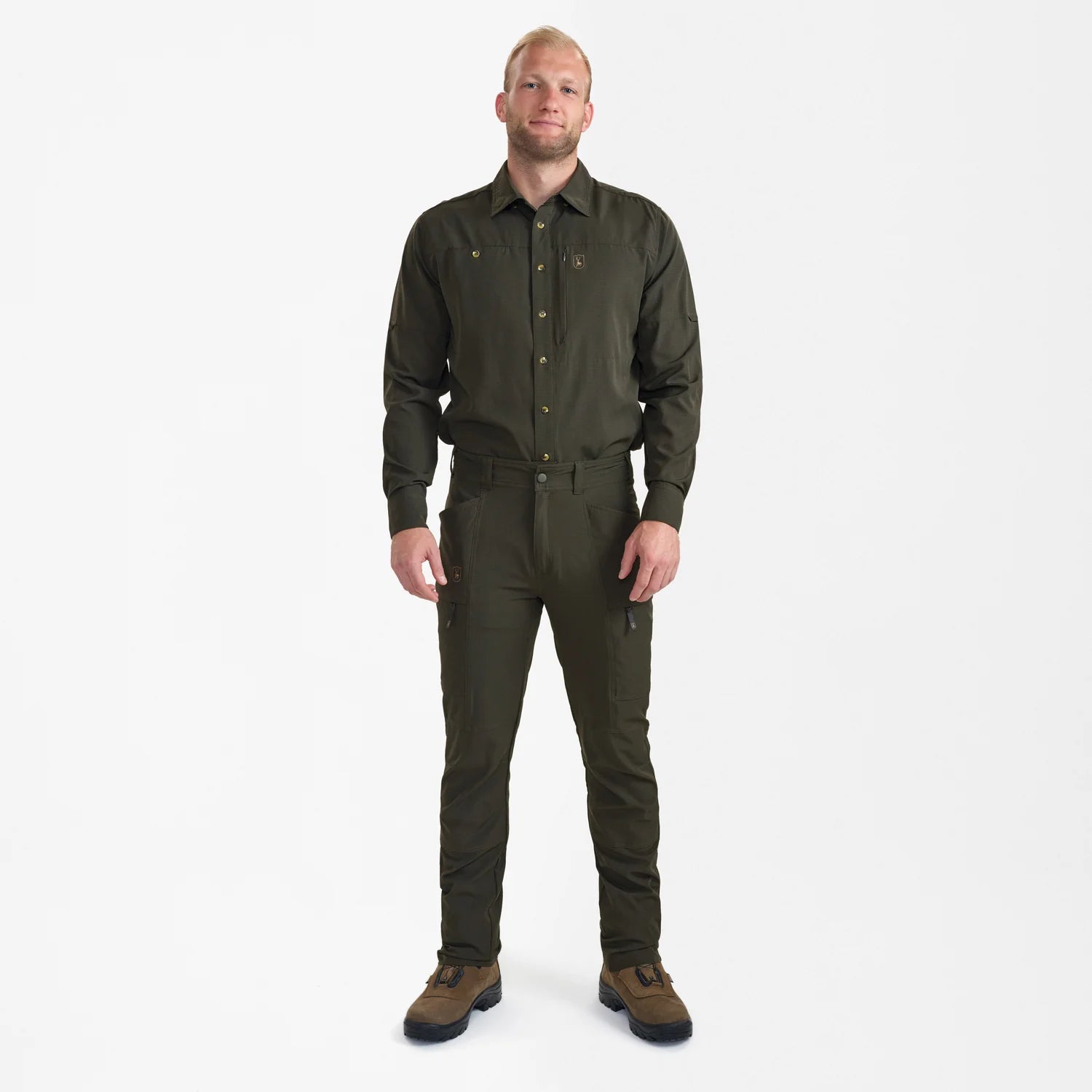Canopy byxor - Forest Green - modell framifrån