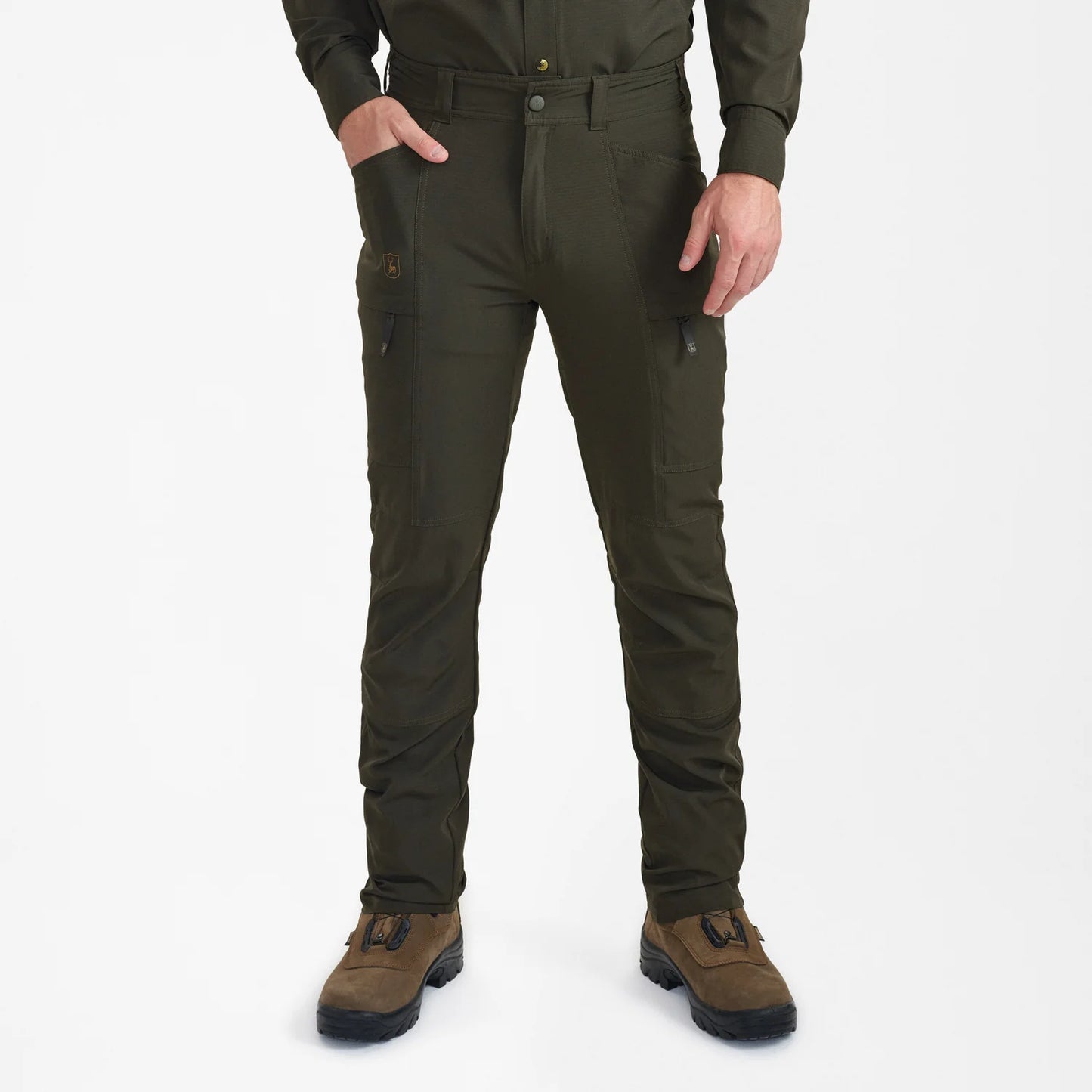 Canopy byxor - Forest Green - modell framifrån