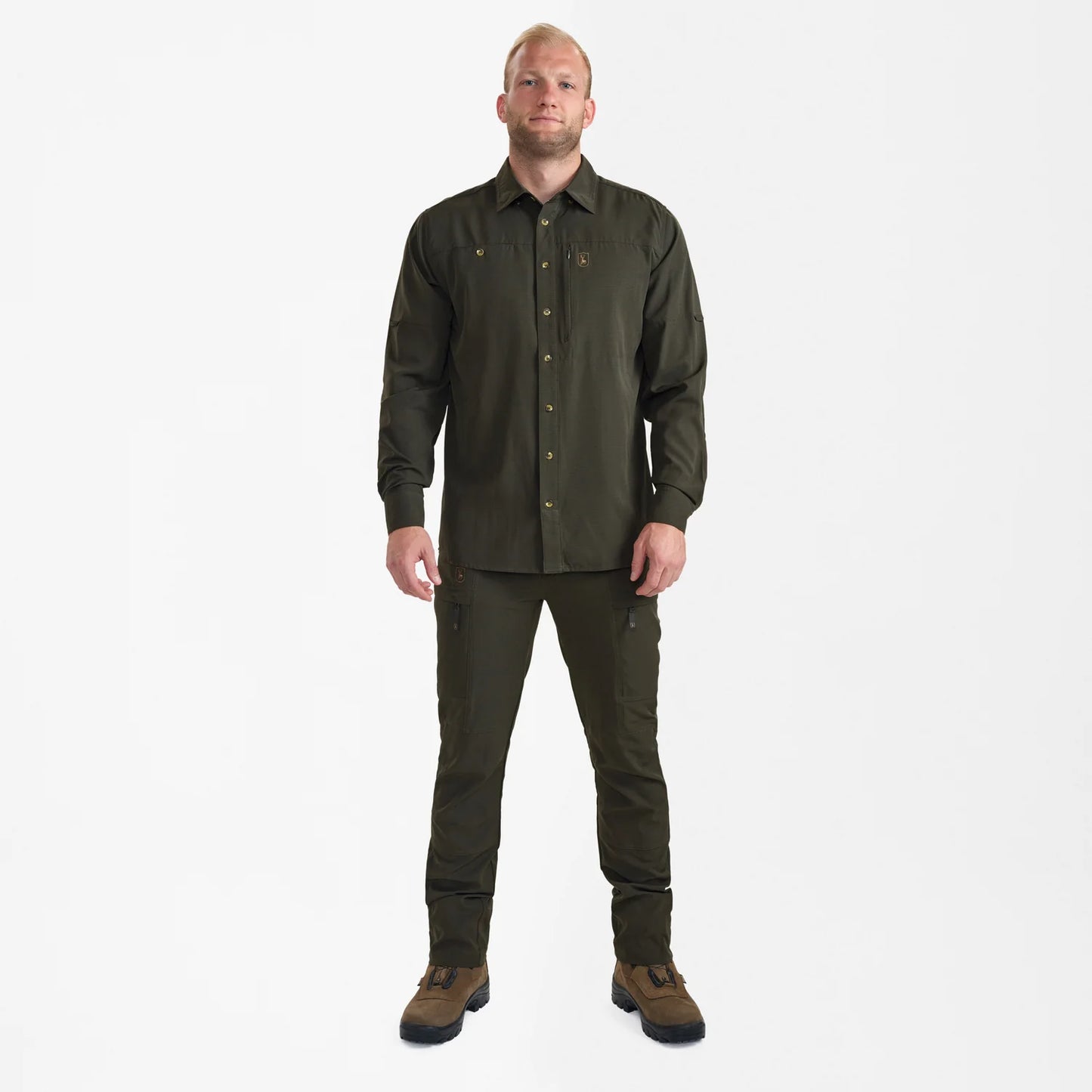 Canopy Skjorta - Forest Green - modell framifrån