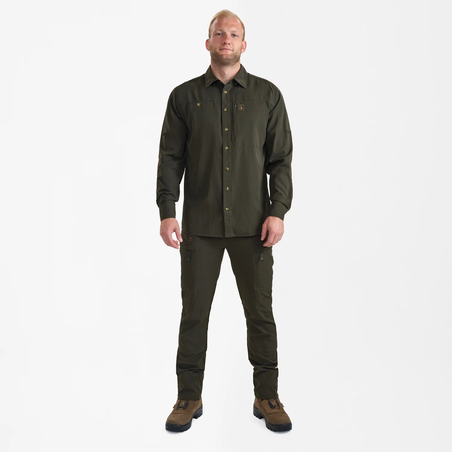 Canopy Skjorta - Forest Green - modell framifrån