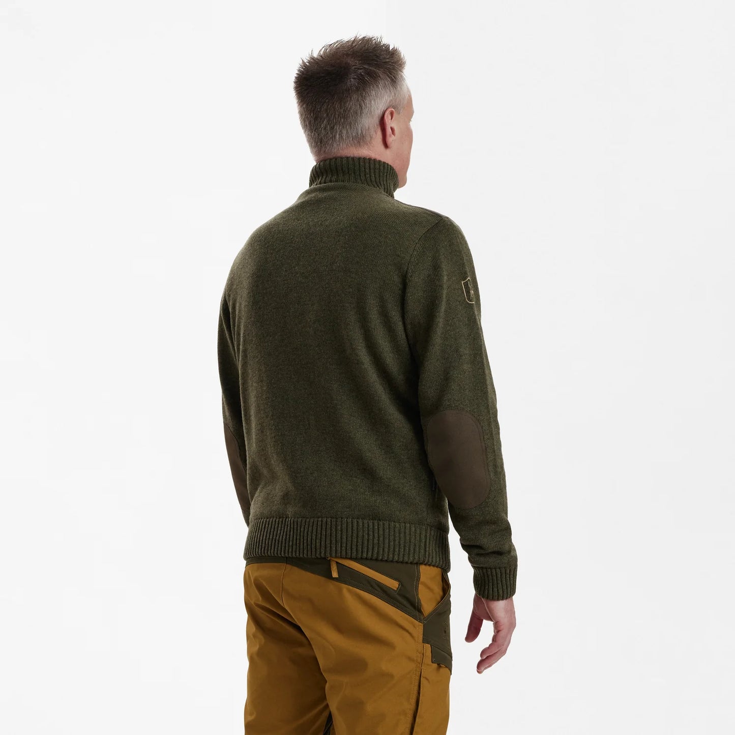 Carlisle Stickad Tröja med Stormliner® - Green Melange - modell bakifrån