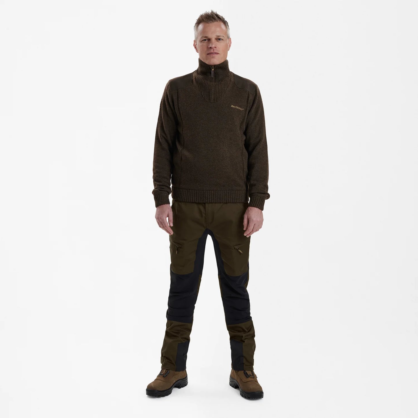 Carlisle Stickad Tröja med Stormliner® - Dark Elm - modell framifrån