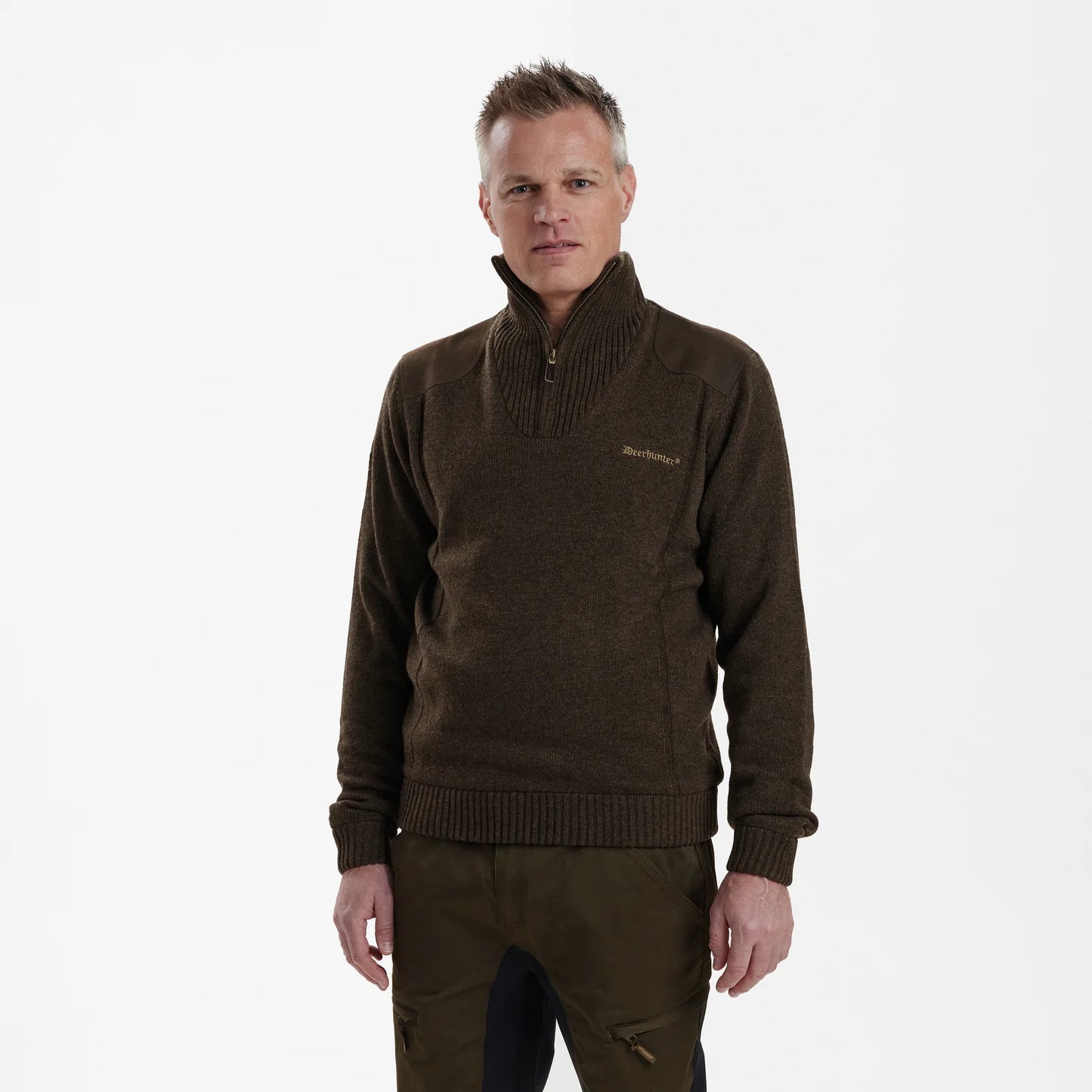 Carlisle Stickad Tröja med Stormliner® - Dark Elm - modell framifrån