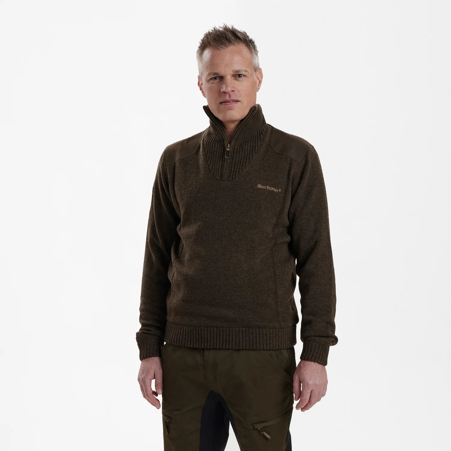 Carlisle Stickad Tröja med Stormliner® - Dark Elm - modell framifrån