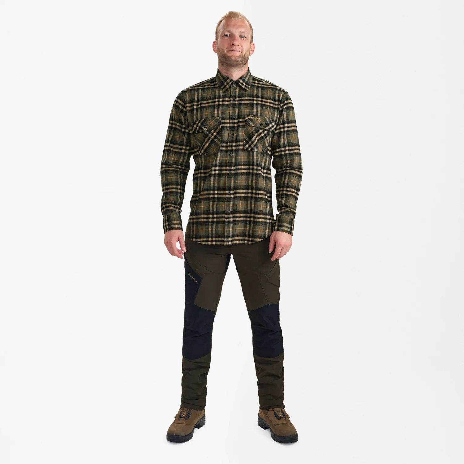 Carson Skjorta - Green Check - modell framifrån