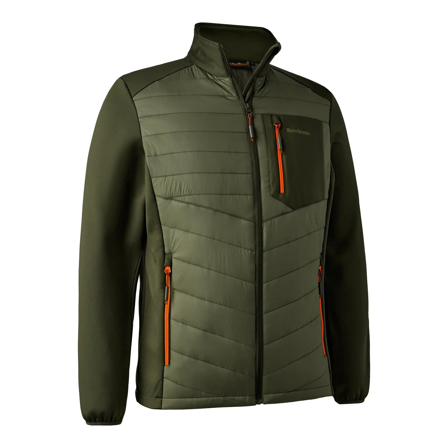 Chamois Vadderad Jacka - Forest Green - framifrån