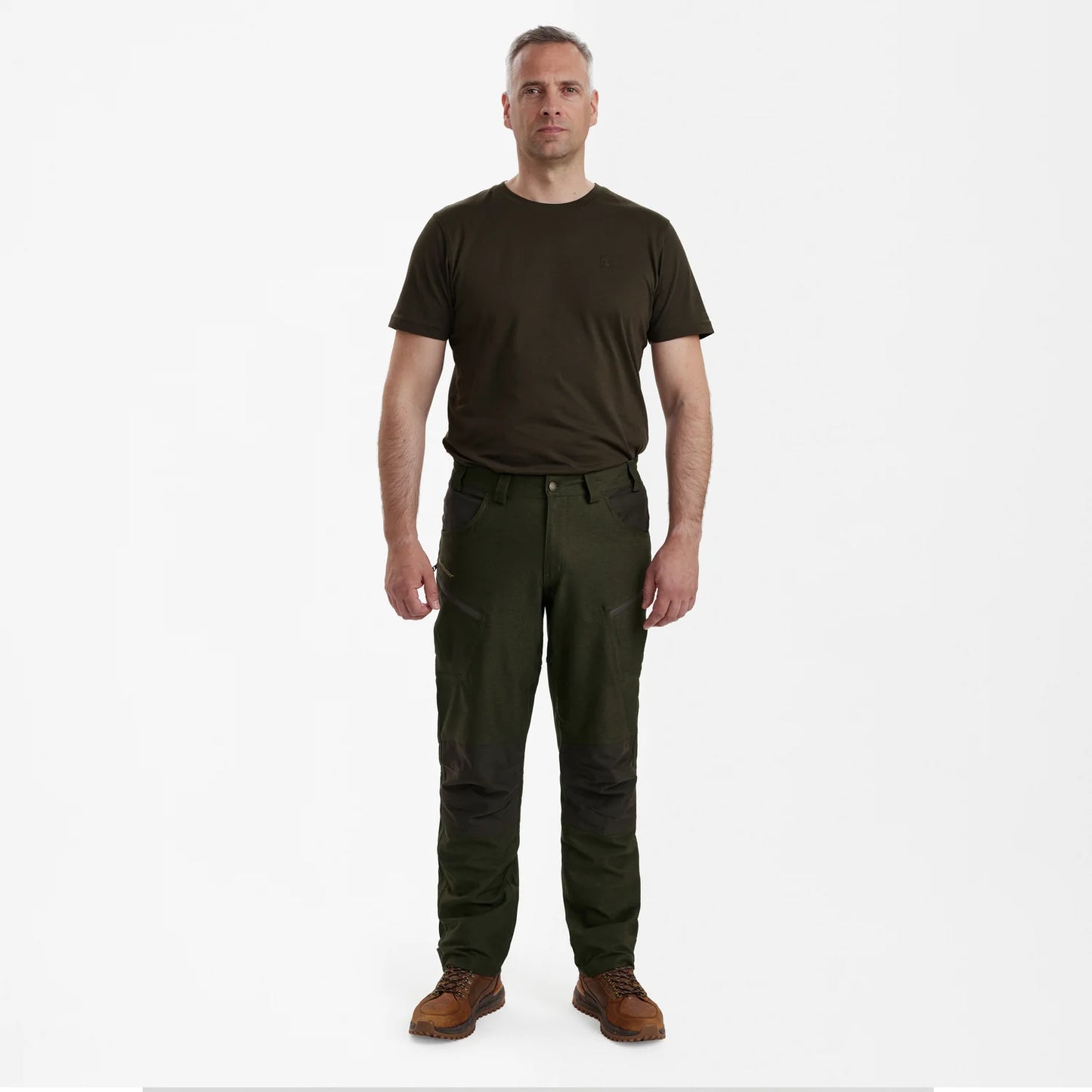 Chasse Byxor - Olive Night melange - modell framifrån