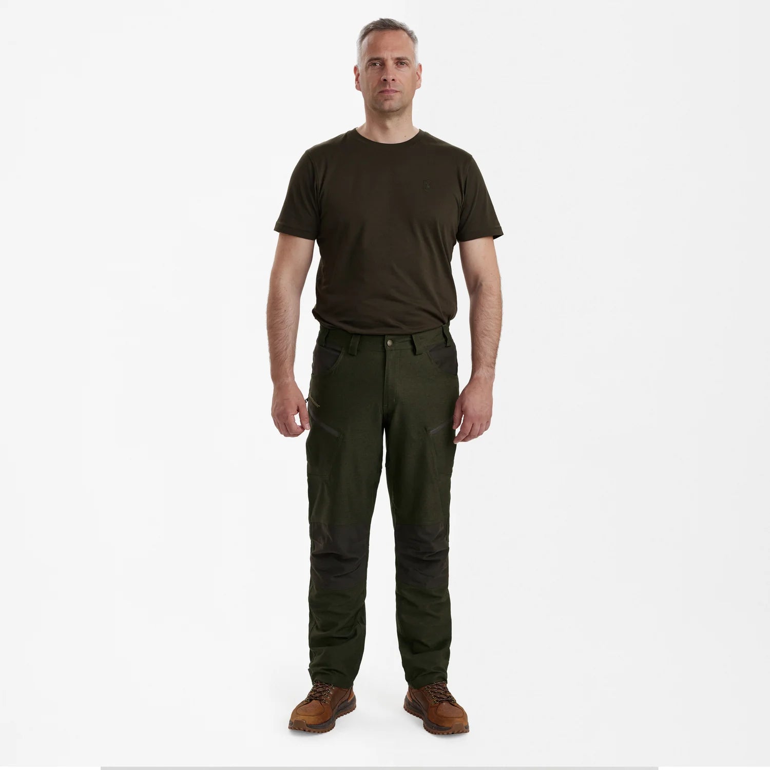 Chasse Byxor - Olive Night melange - modell framifrån