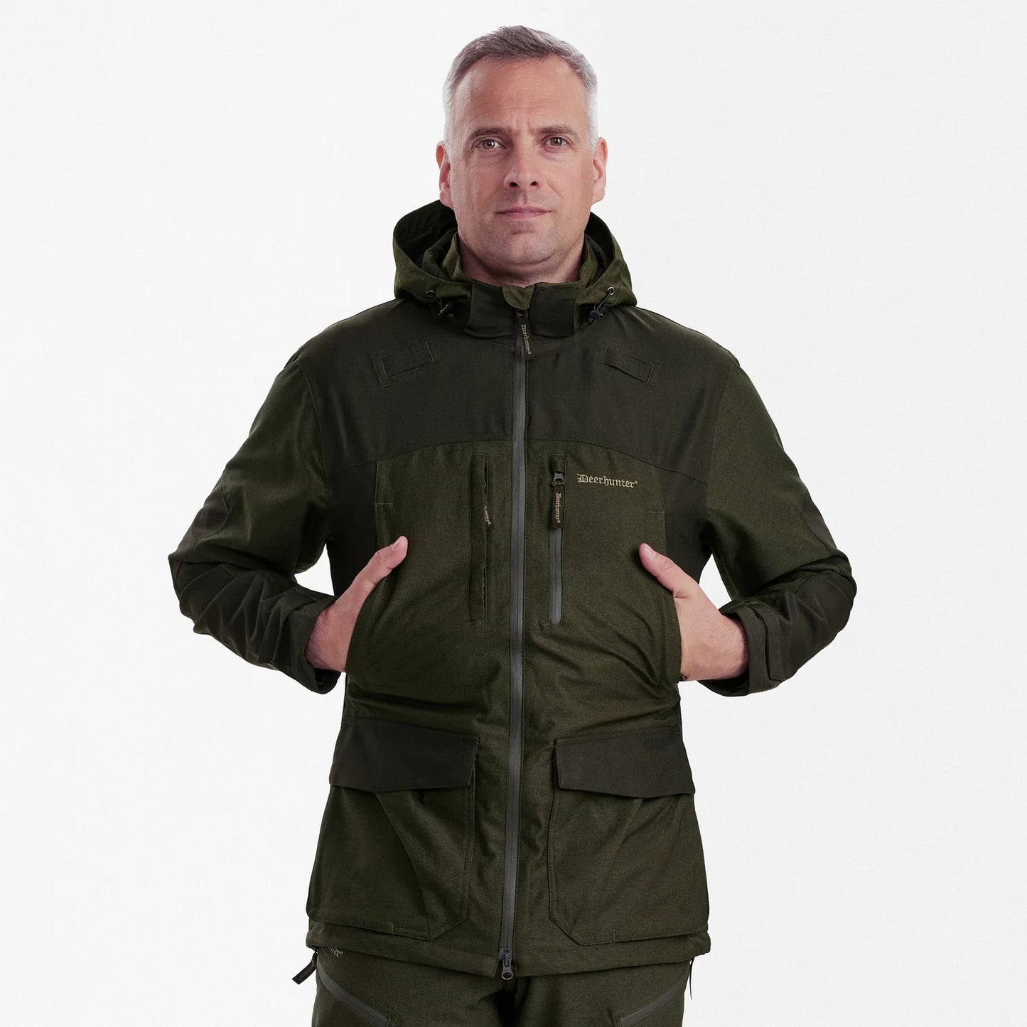 Chasse Jacka - Olive Night melange - modell framifrån