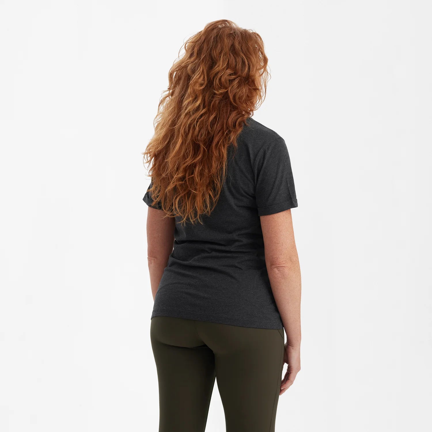 Damer Basis 2-pack T-shirt - Adventure Green Melange - modell bakifrån