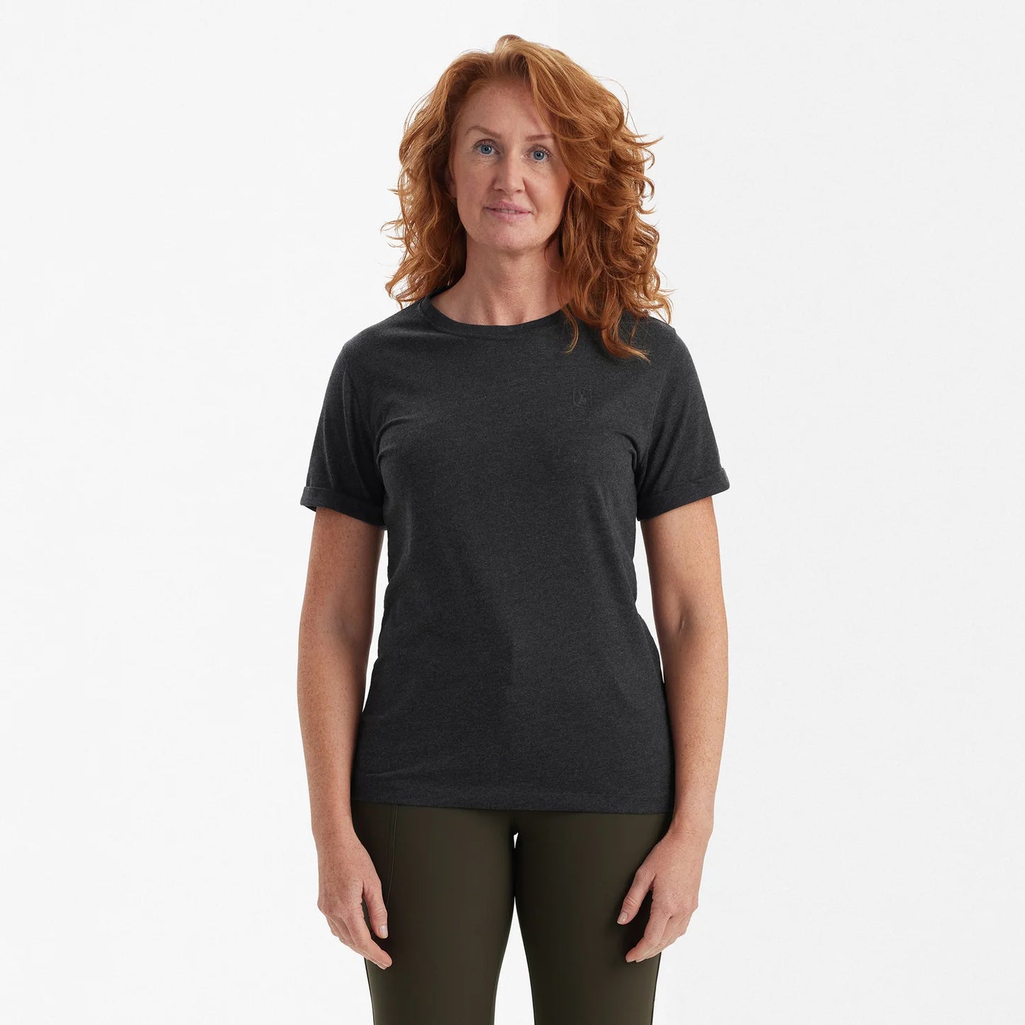 Damer Basis 2-pack T-shirt - Brown Leaf Melange - modell framifrån