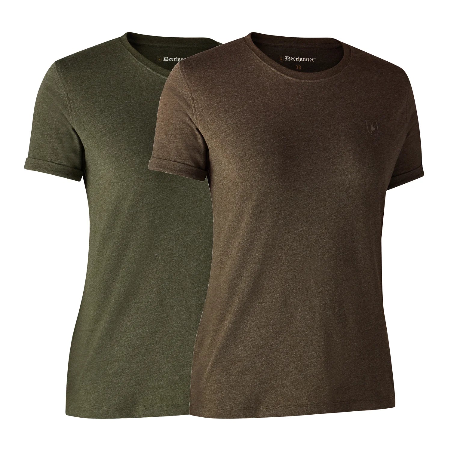 Damer Basis 2-pack T-shirt - Adventure Green Melange - framifrån