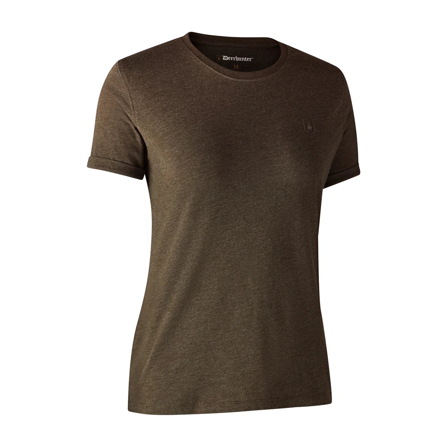 Damer Basis 2-pack T-shirt - Brown Leaf Melange - framifrån