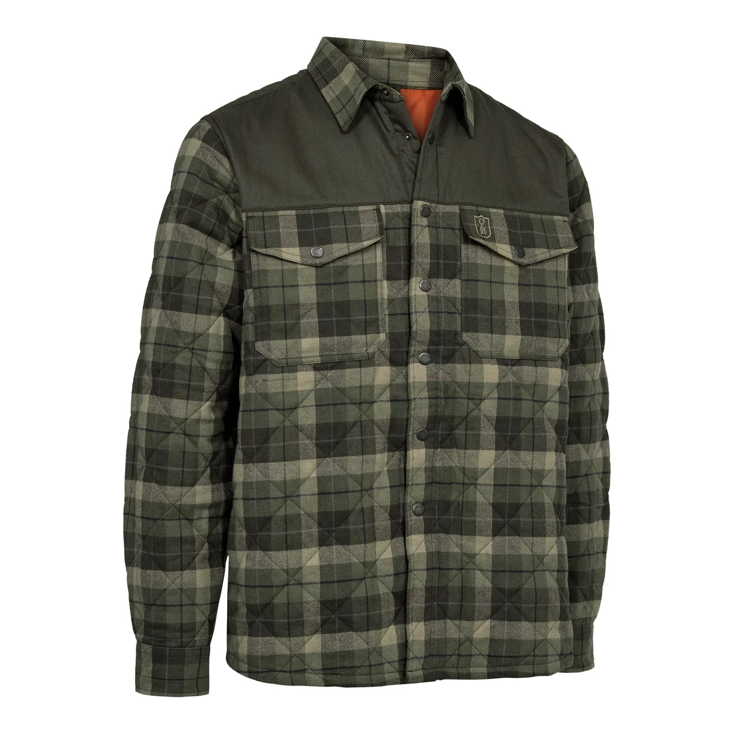 Elbert Padded Skjortjacka - Green Check - framifrån