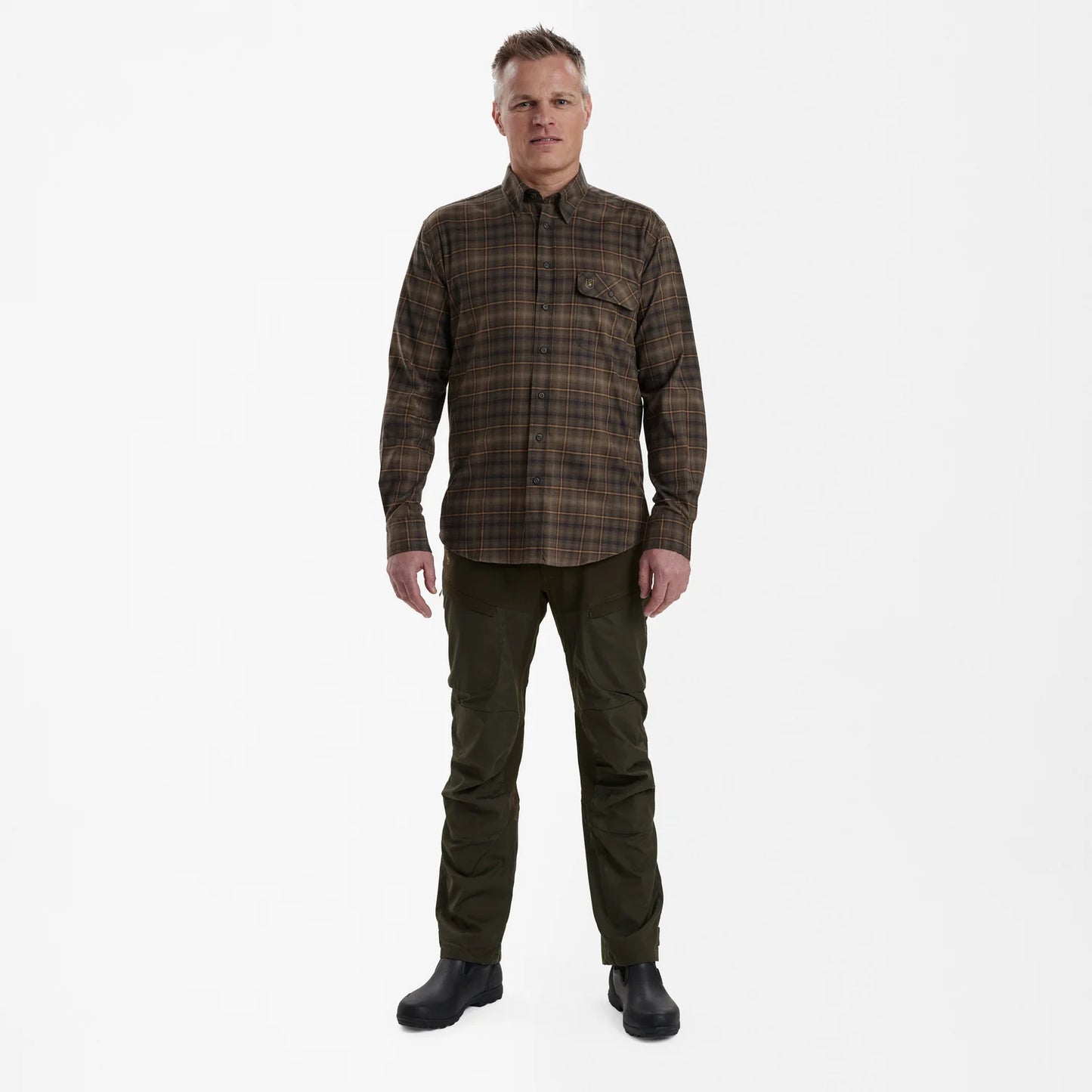 Erik skjorta - Green Check - modell framifrån