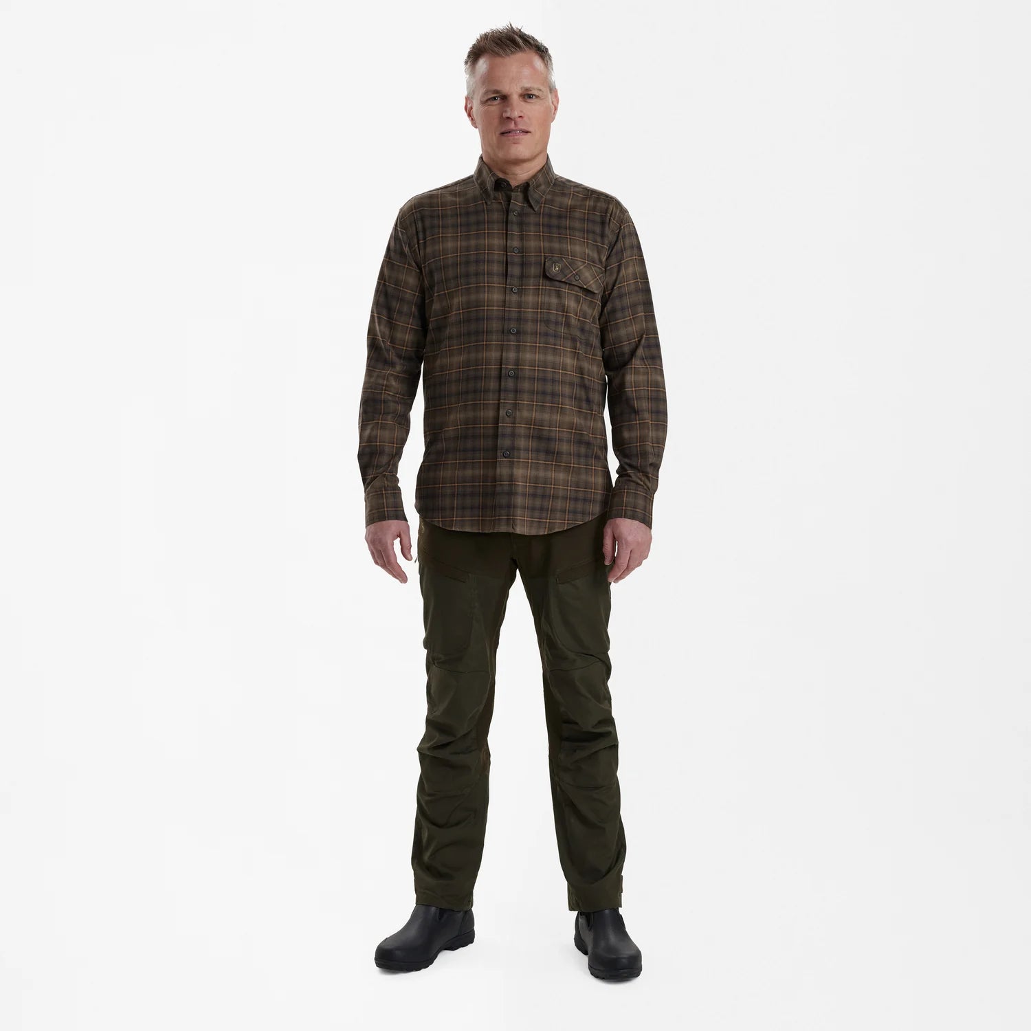Erik skjorta - Green Check - modell framifrån