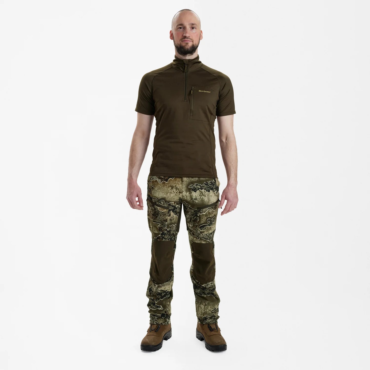 Excape Insulated T-shirt med dragkedja i halsen - Art Green - modell framifrån