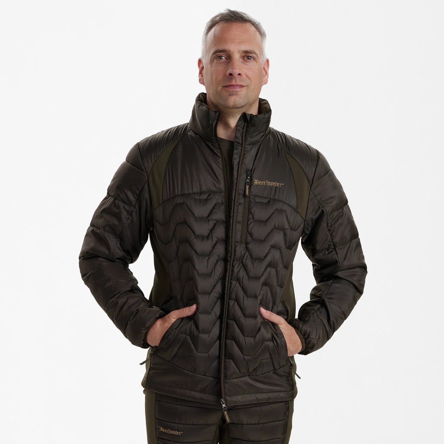 Excape Quilted Jacka - Art Green - modell framifrån