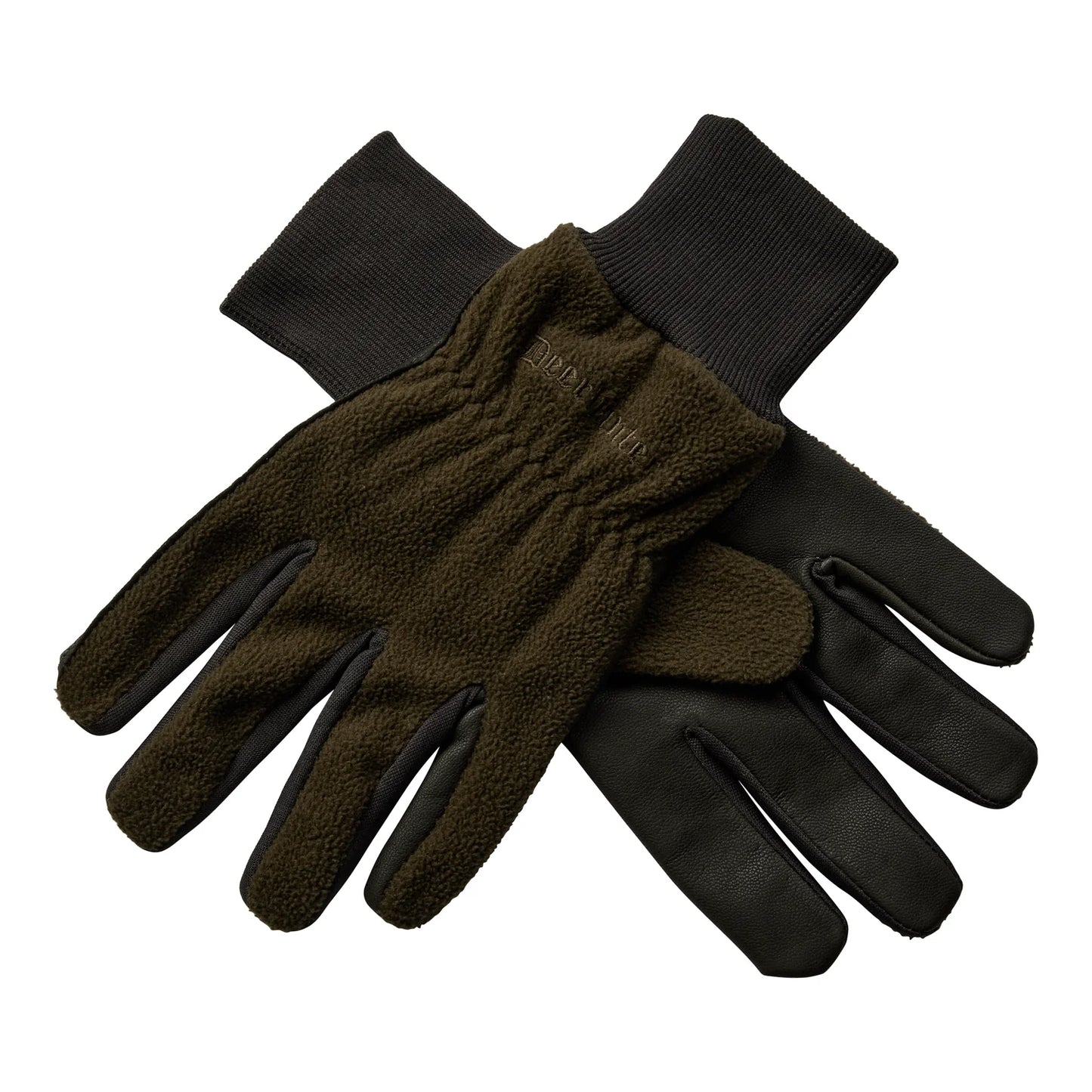 Fleecehandskar med läder - Art Green - framifrån