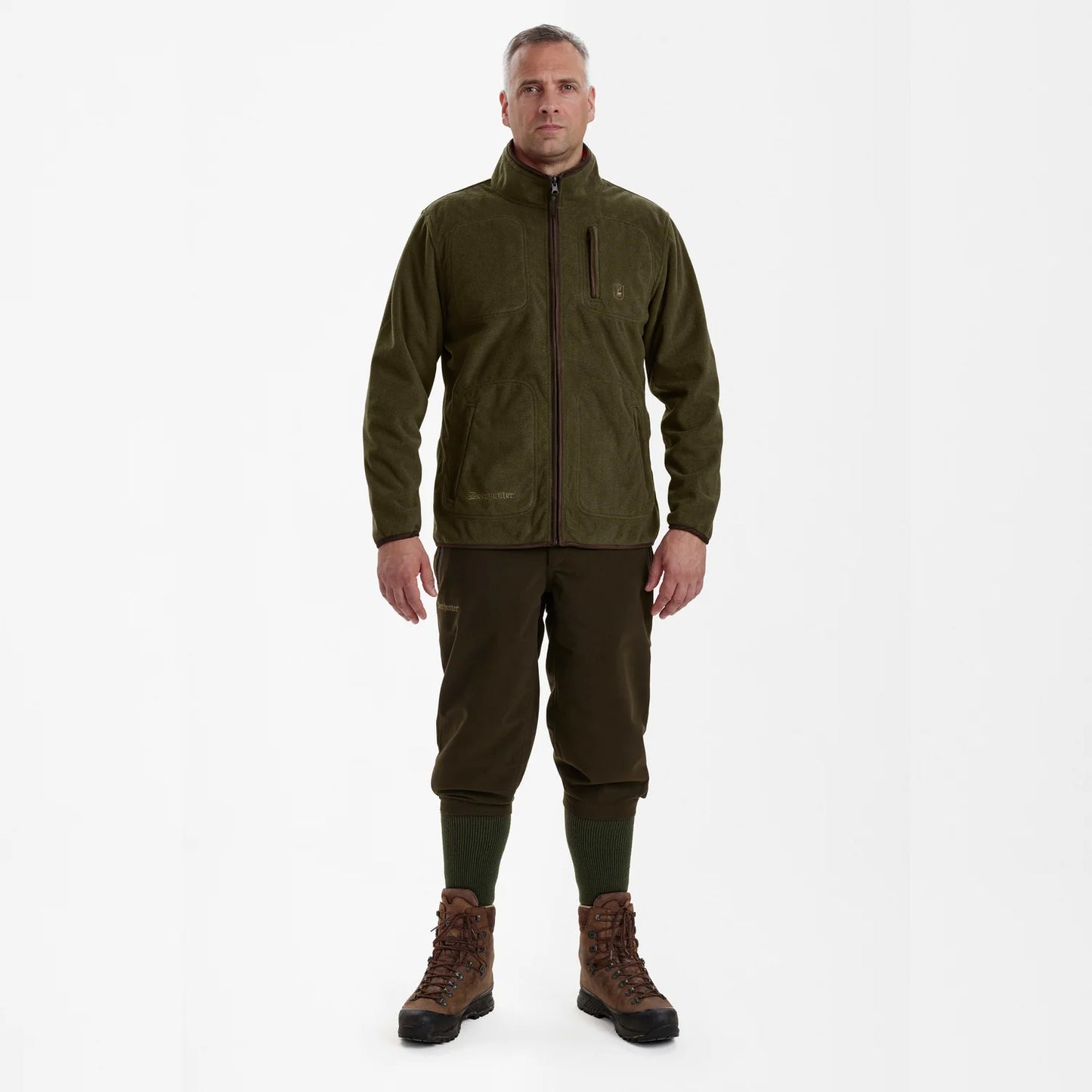 Gamekeeper Bonded Fleecejacka - vändbar - Orange - modell framifrån