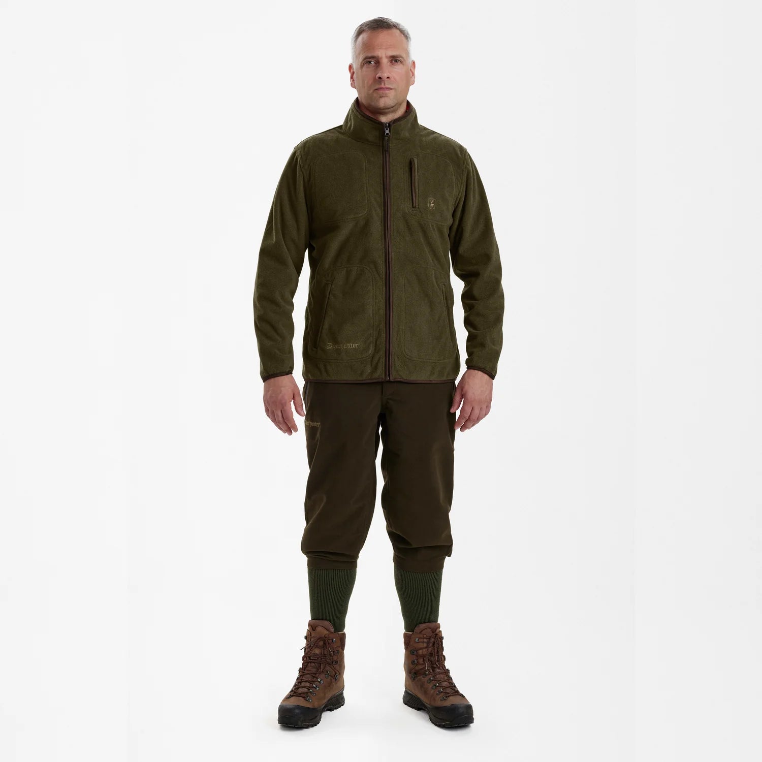 Gamekeeper Bonded Fleecejacka - vändbar - Orange - modell framifrån