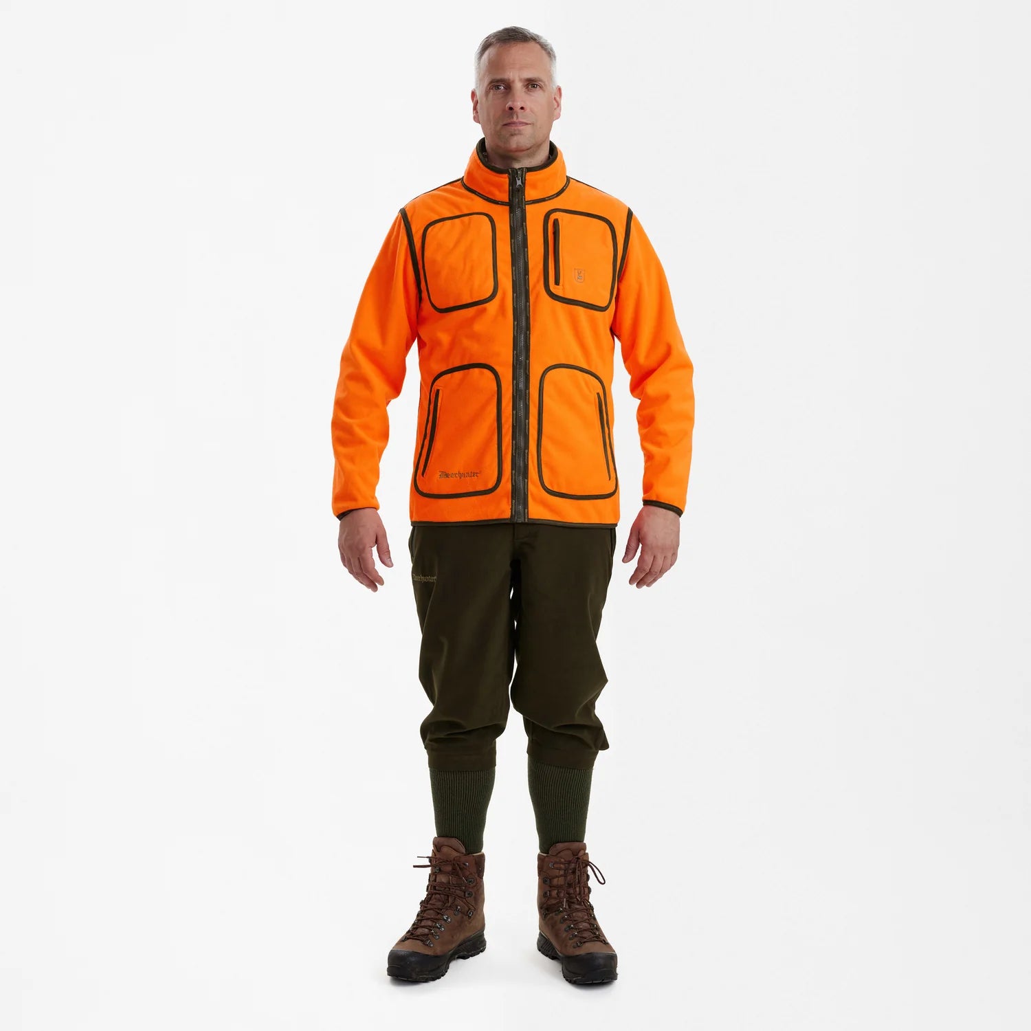 Gamekeeper Bonded Fleecejacka - vändbar - Orange - modell framifrån