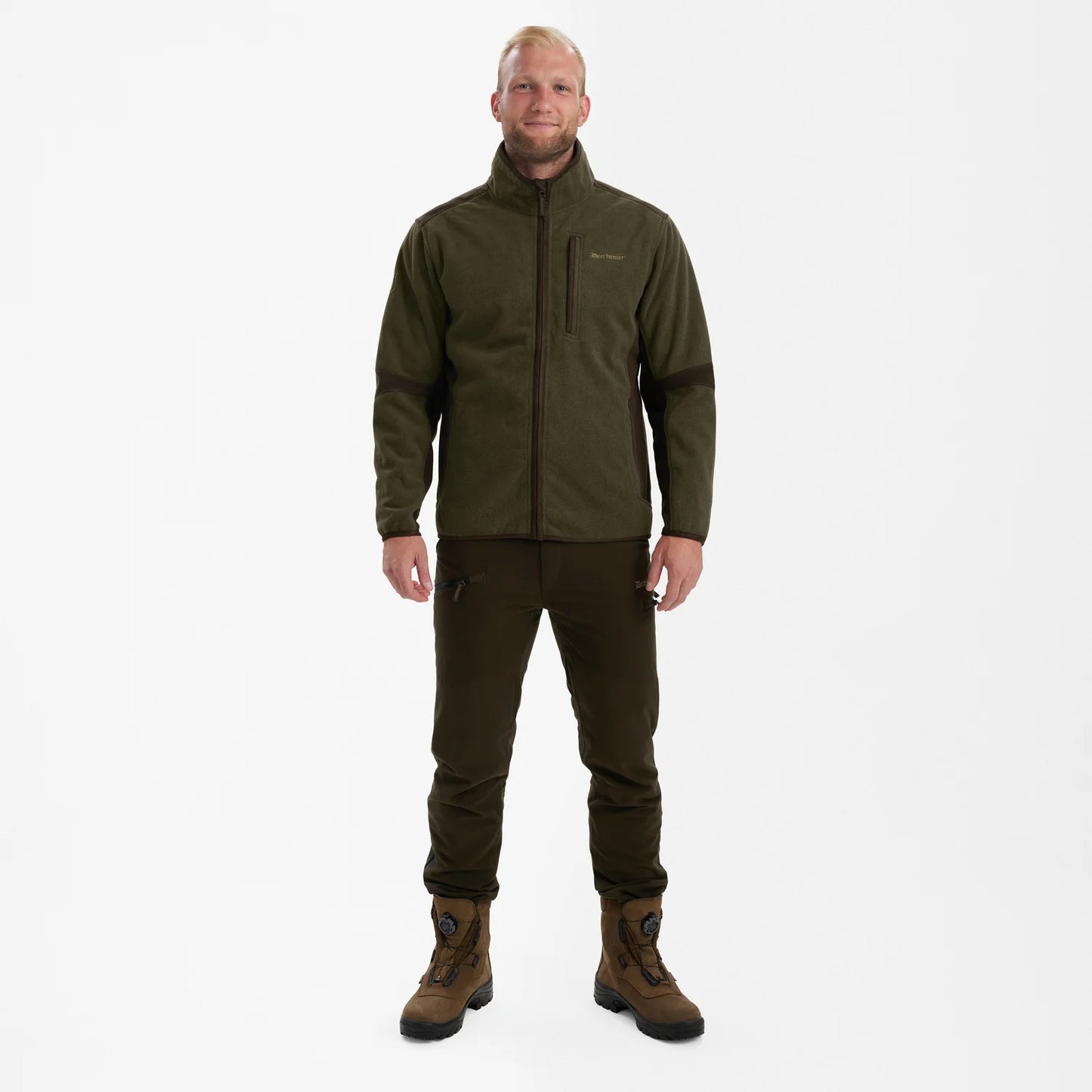 Gamekeeper Bonded Fleecejacka - Graphite Green Melange - modell framifrån