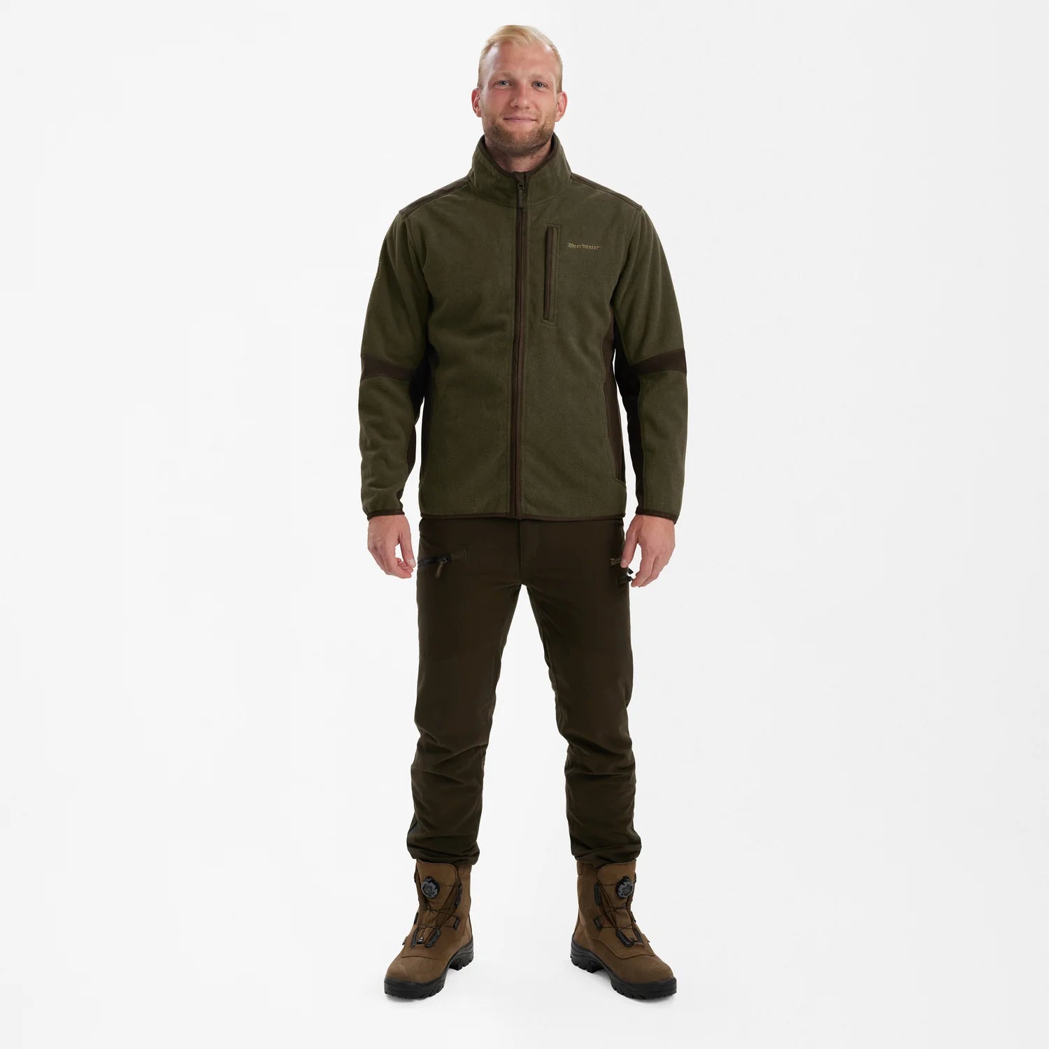 Gamekeeper Bonded Fleecejacka - Graphite Green Melange - modell framifrån
