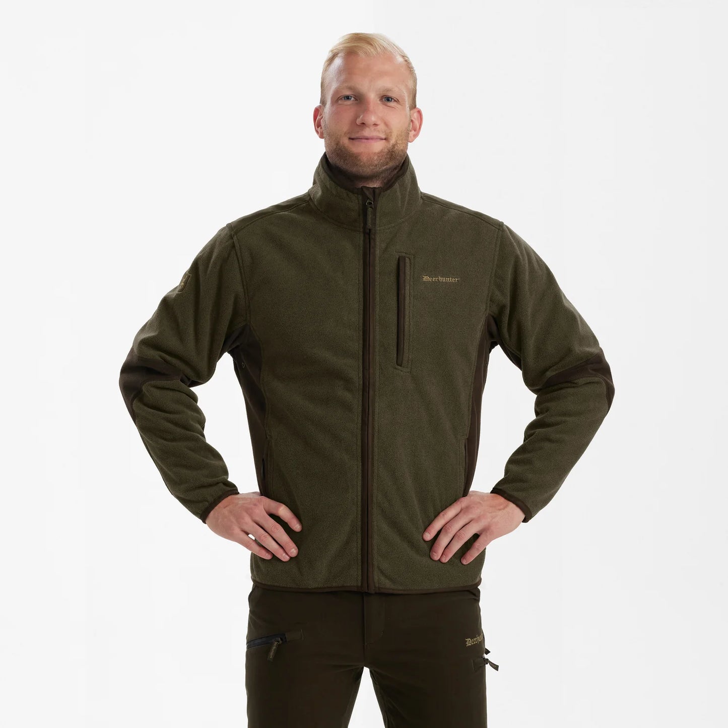 Gamekeeper Bonded Fleecejacka - Graphite Green Melange - modell framifrån