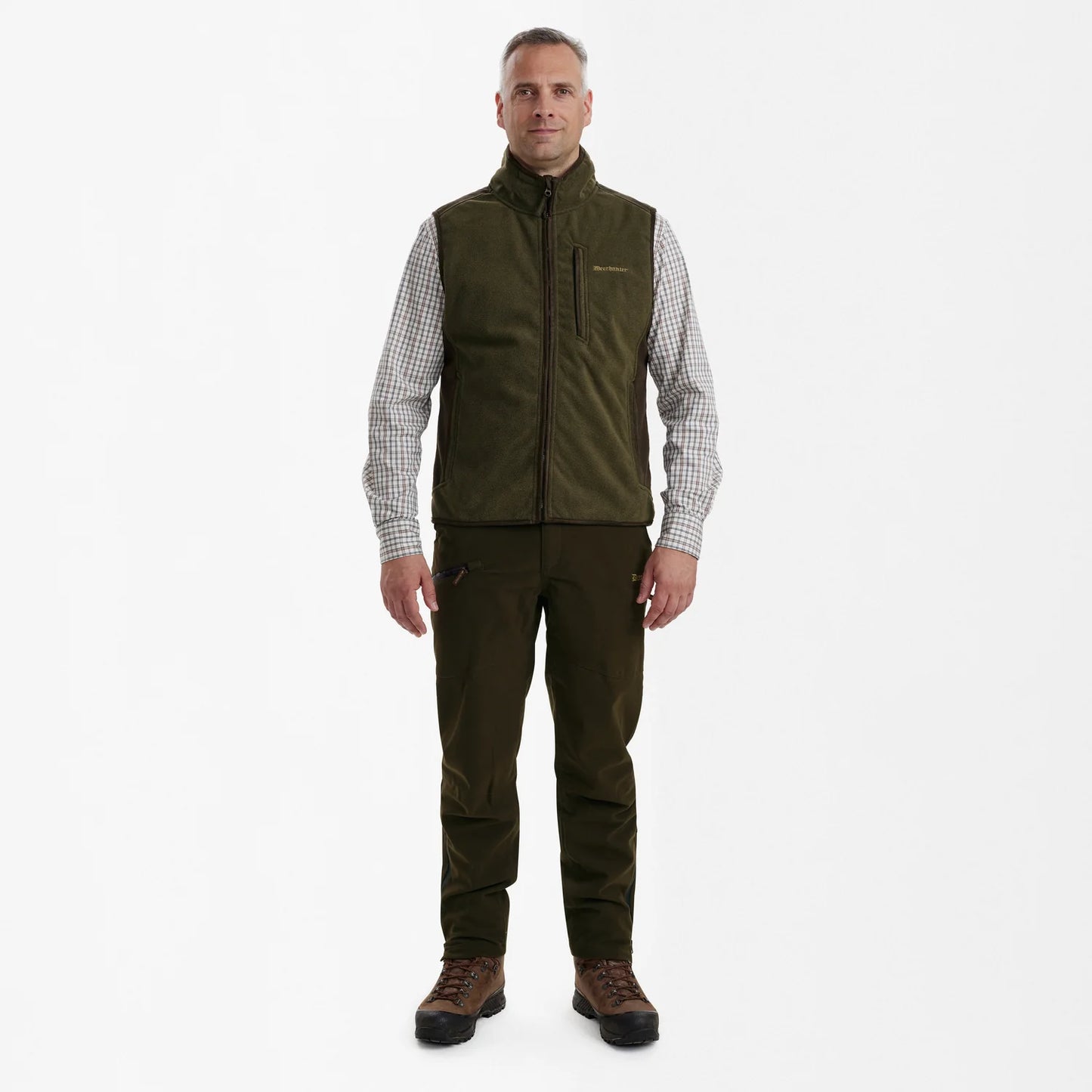 Gamekeeper Bonded Fleeceväst - Graphite Green Melange - modell framifrån