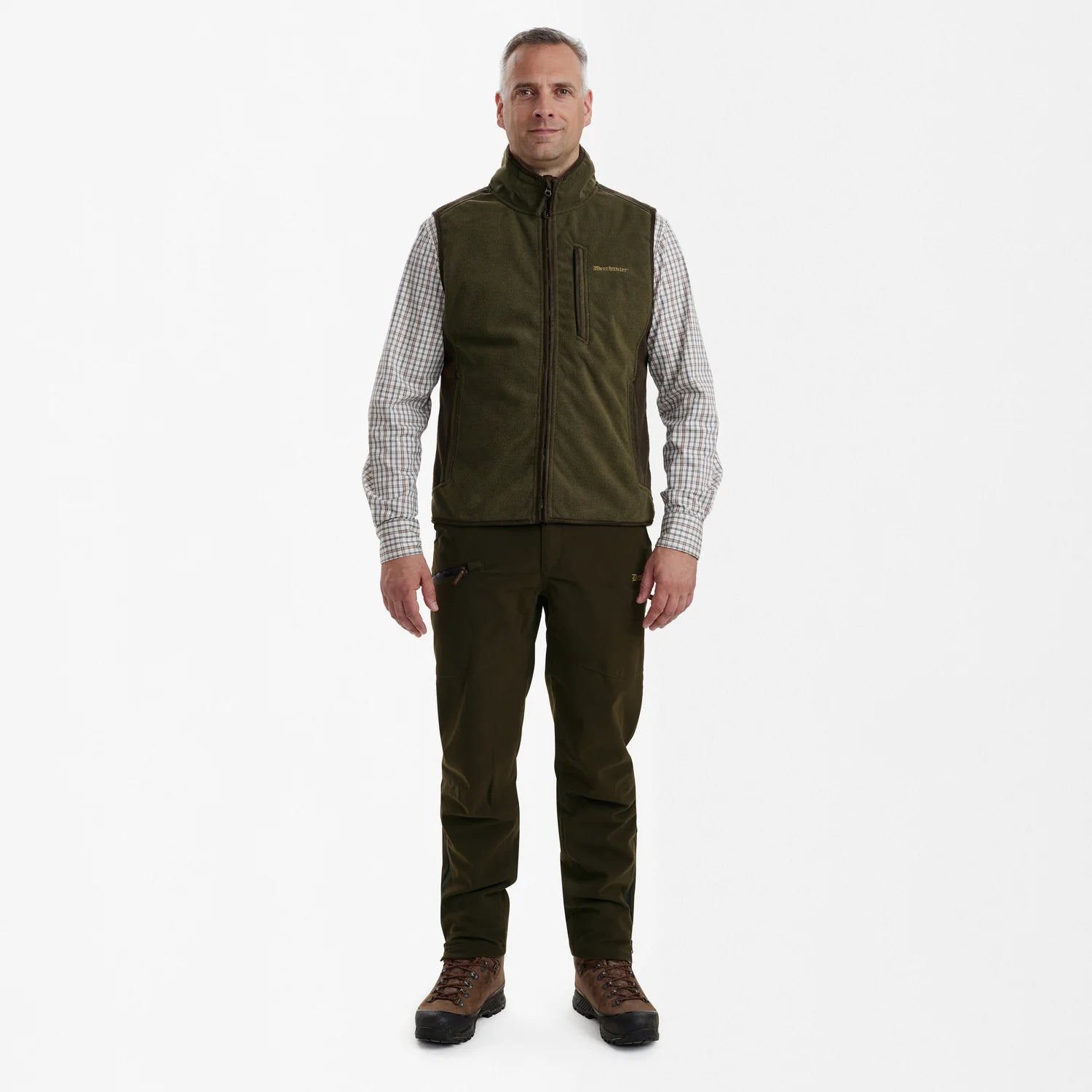 Gamekeeper Bonded Fleeceväst - Graphite Green Melange - modell framifrån