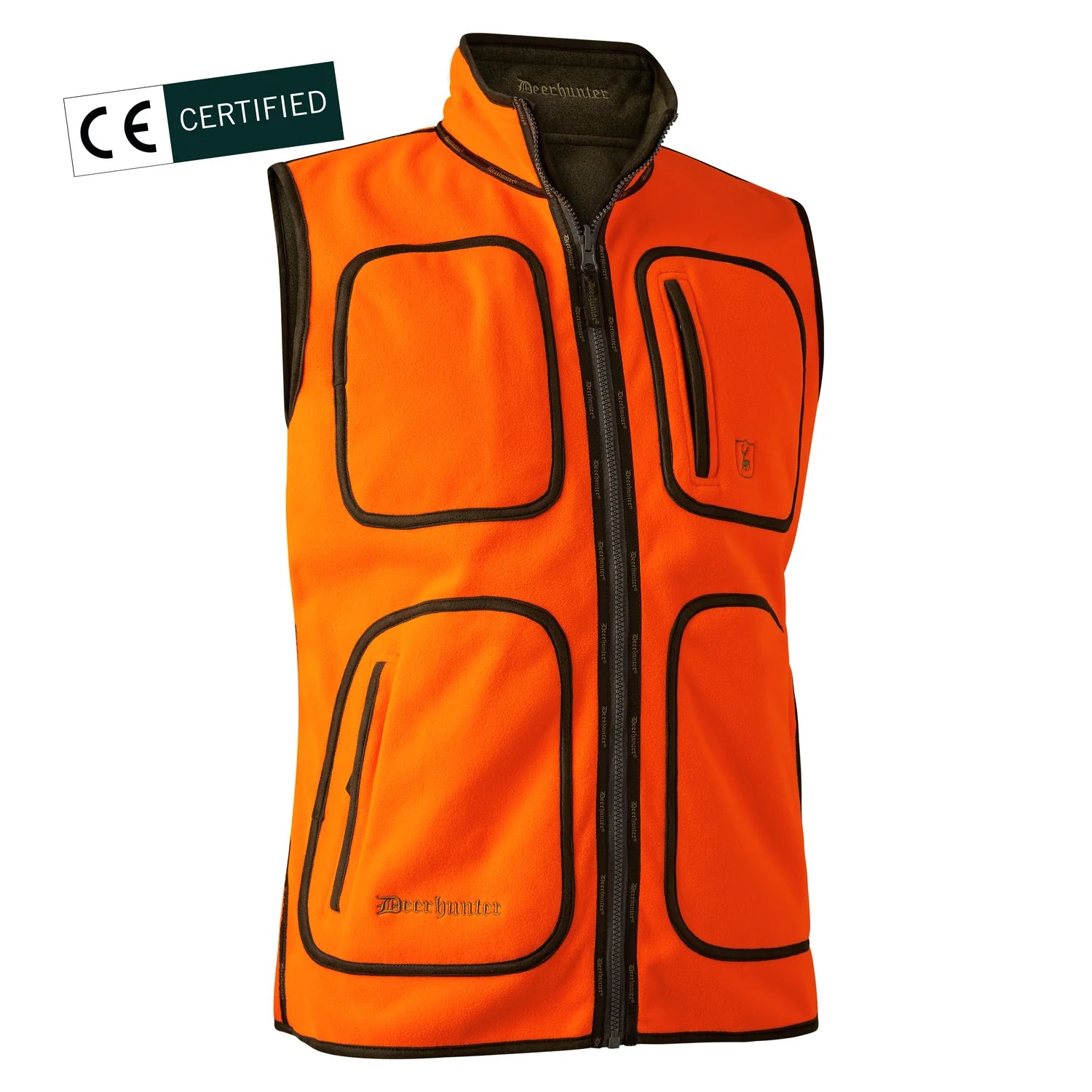Gamekeeper Fleeceväst - vändbar - Safety Orange - från sidan