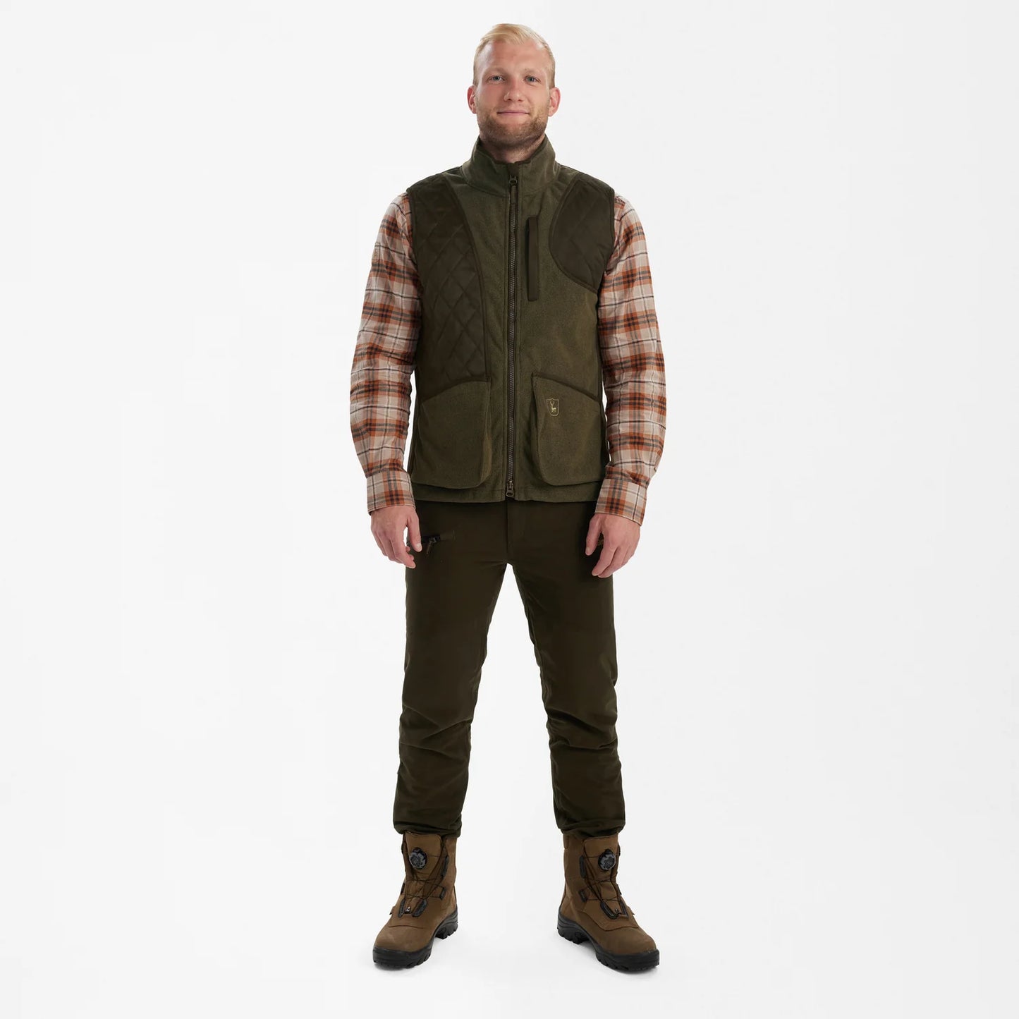 Gamekeeper Skjutväst - Graphite Green Melange - modell framifrån