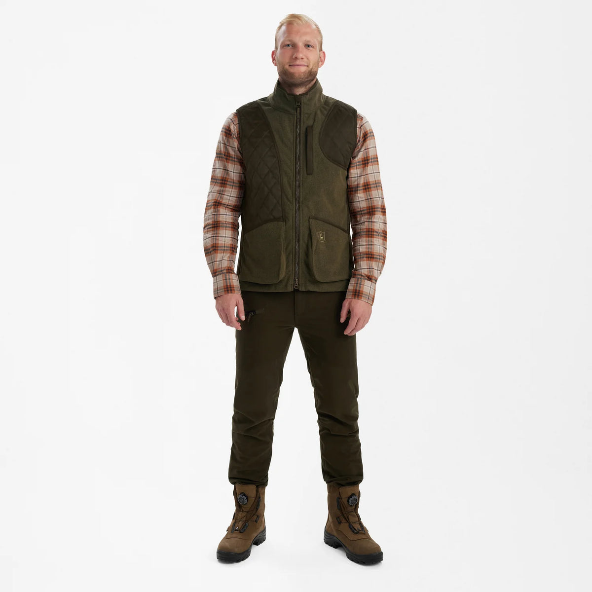 GAMEKEEPER skytteväst - Graphite Green Melange - modell framifrån