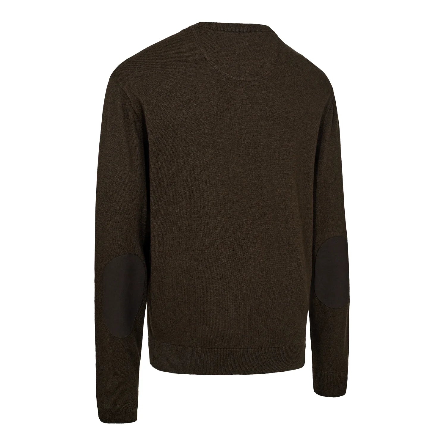 Harrington O-neck Stickad Tröja - Brown Melange - bakifrån