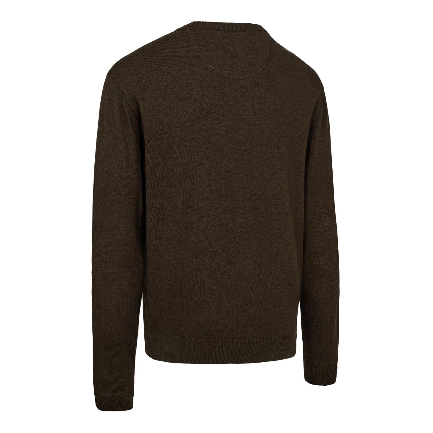 Harrington O-neck Stickad Tröja - Brown Melange - bakifrån