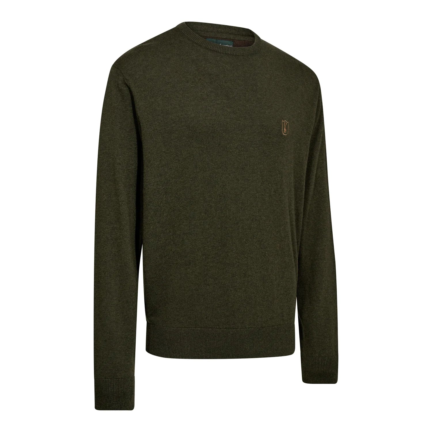 Harrington O-neck Stickad Tröja - Forest Ember Melange - framifrån