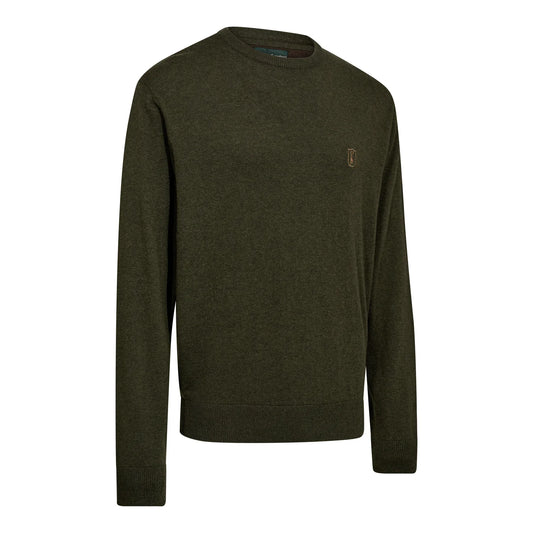 Harrington O-neck Stickad Tröja - Forest Ember Melange - framifrån