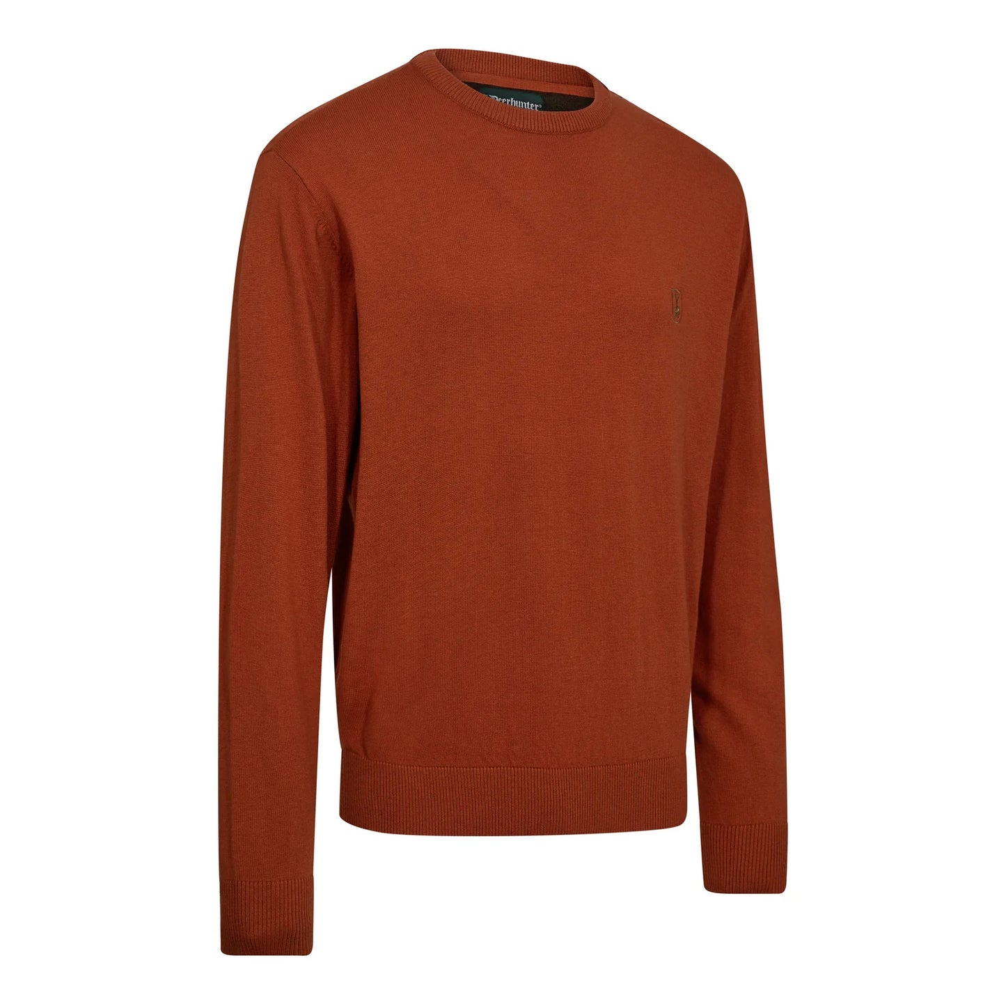 Harrington O-neck Stickad Tröja - Oak Rust Melange - framifrån
