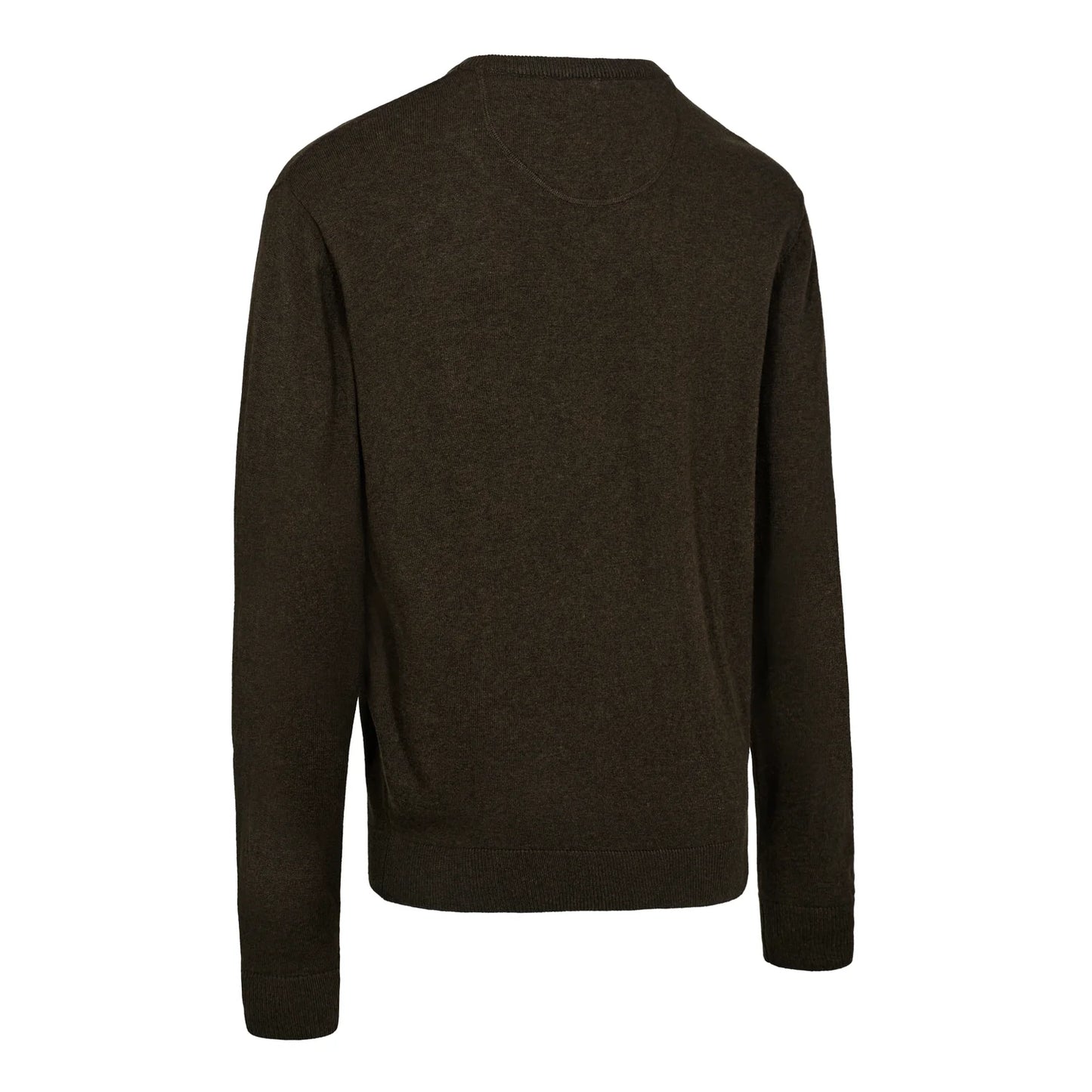 Harrington V-neck Stickad Tröja - Brown Melange - bakifrån