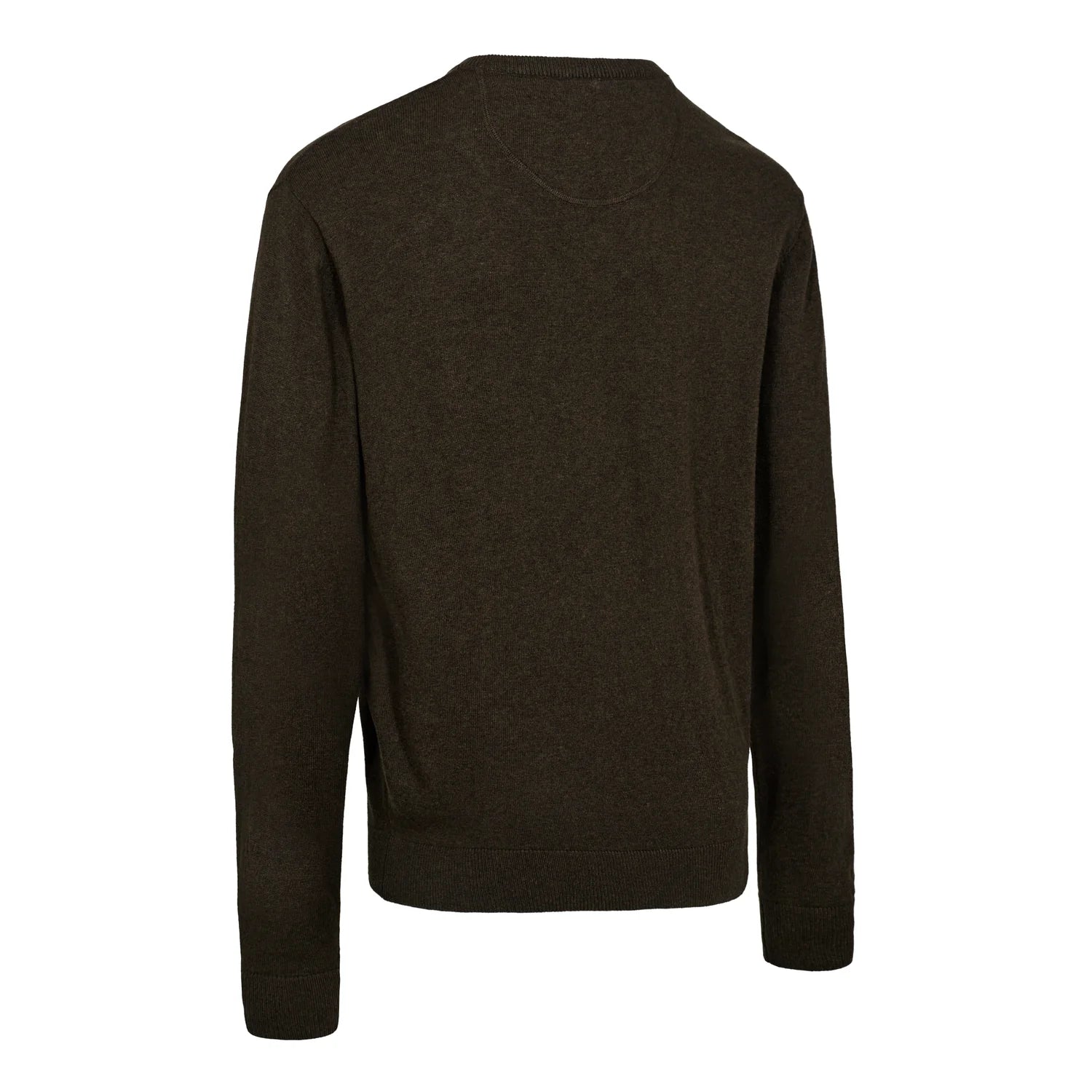 Harrington V-neck Stickad Tröja - Brown Melange - bakifrån